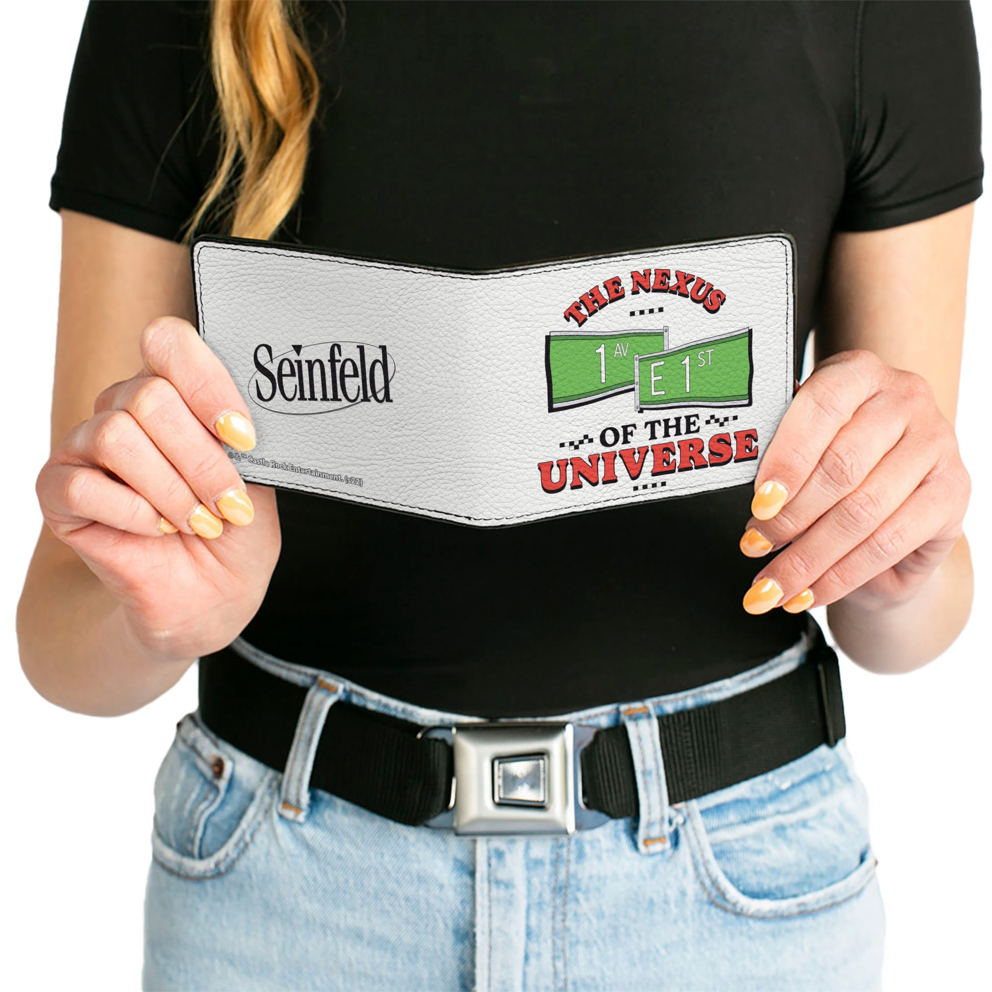 Bi-Fold Wallet - Seinfeld Street Signs THE NEXUS OF THE UNIVERSE + Logo White Black Red Green Bi-Fold Wallets Seinfeld