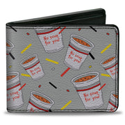 Bi-Fold Wallet - Seinfeld NO SOUP FOR YOU Soup Cups Scattered Gray Multi Color Bi-Fold Wallets Seinfeld