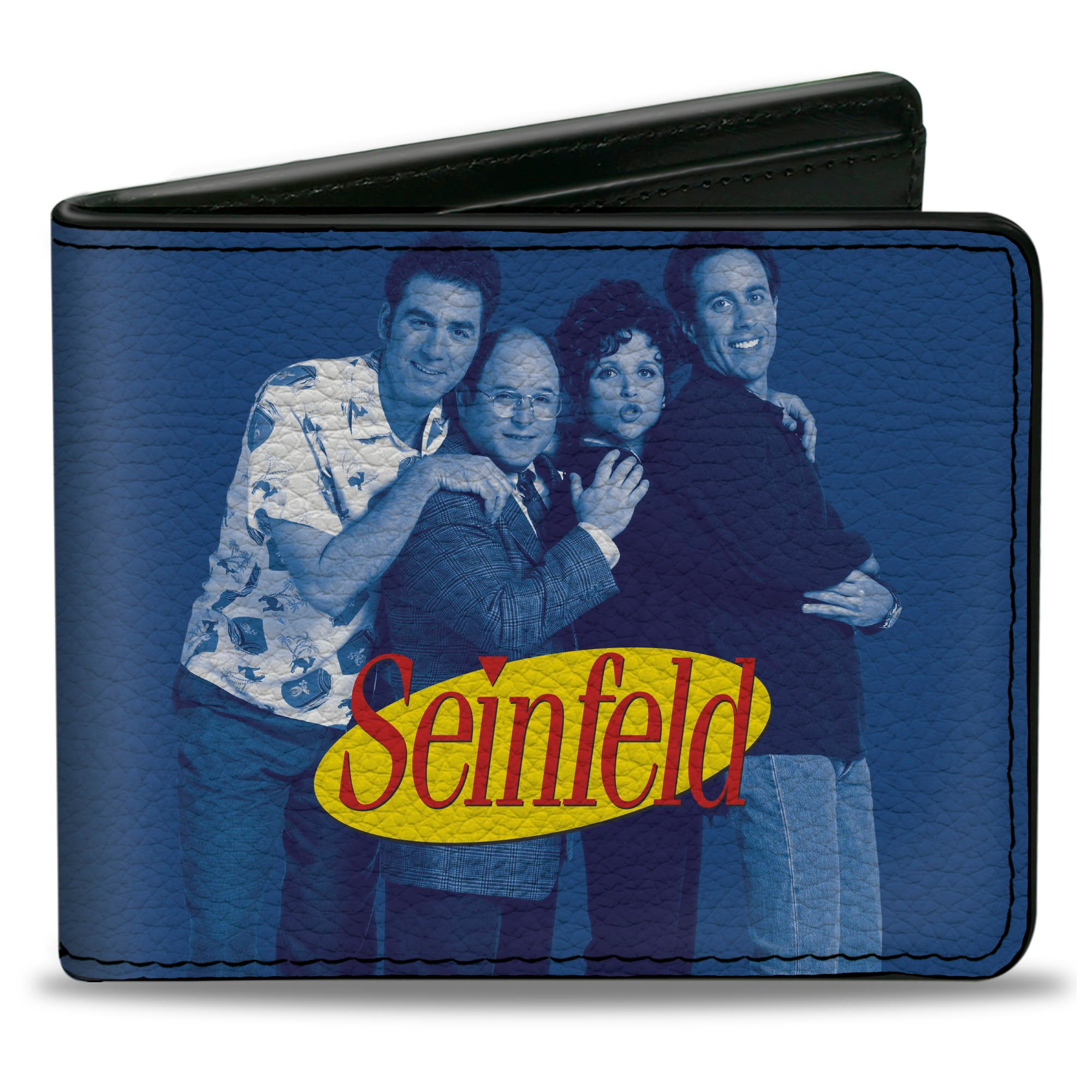 Bi-Fold Wallet - Seinfeld Group Pose + A SHOW ABOUT NOTHING Quote Blues Yellow White Bi-Fold Wallets Seinfeld
