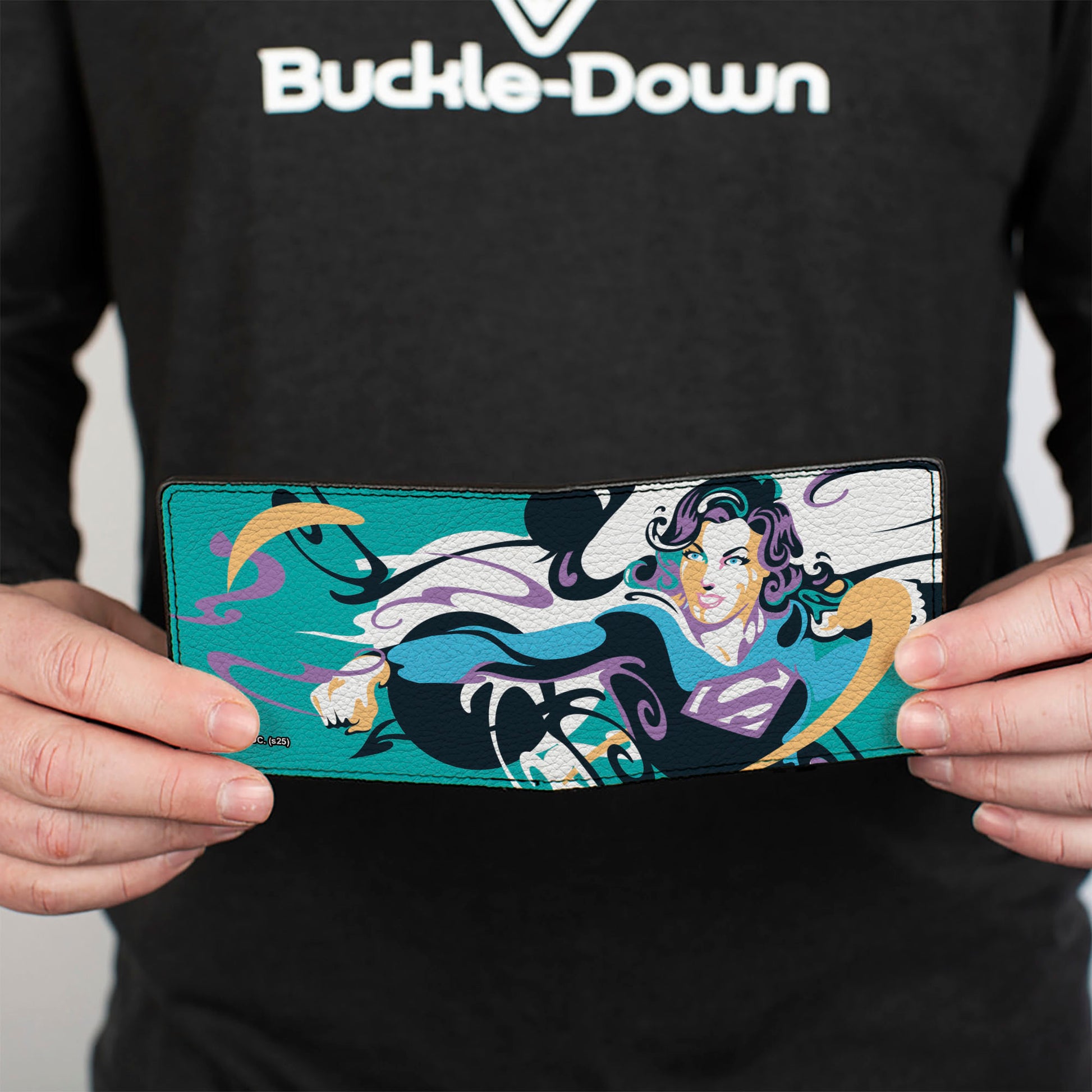 Bi-Fold Wallet - Supergirl Color Splash Punch Pose Blue/Purples/Black Bi-Fold Wallets DC Comics