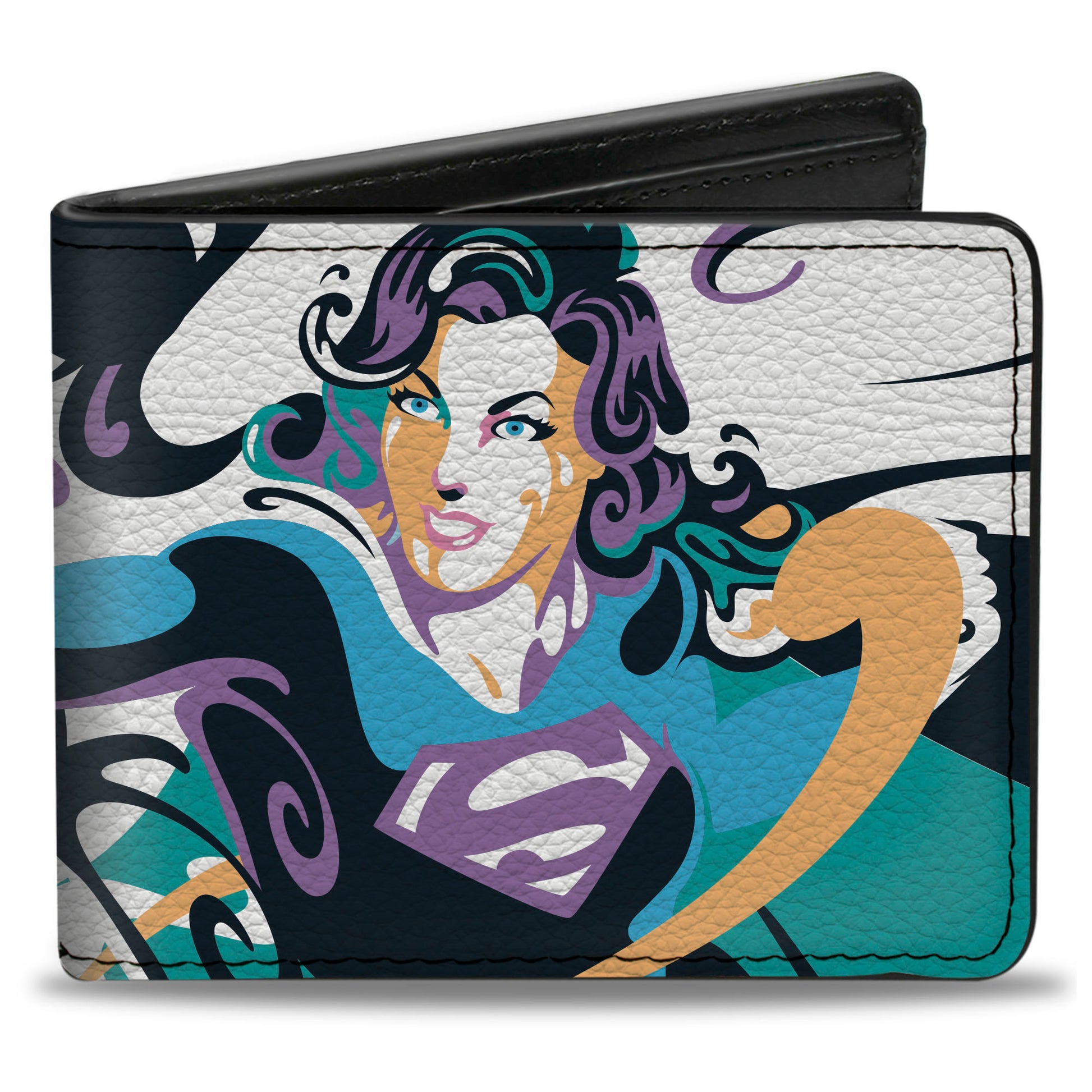 Bi-Fold Wallet - Supergirl Color Splash Punch Pose Blue/Purples/Black Bi-Fold Wallets DC Comics