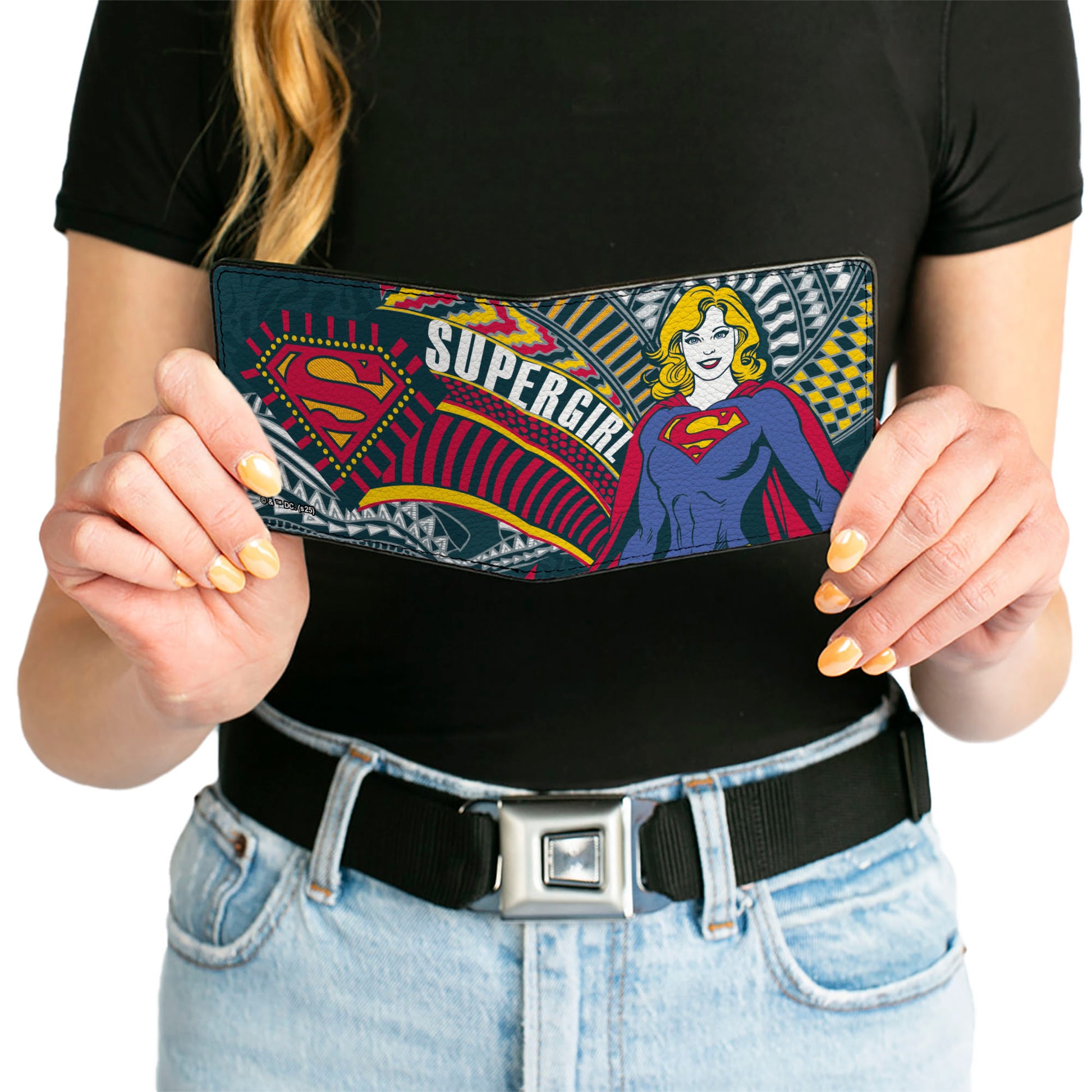 Bi-Fold Wallet - SUPERGIRL Pose and Super Shield Navy/Red/Yellow Bi-Fold Wallets DC Comics