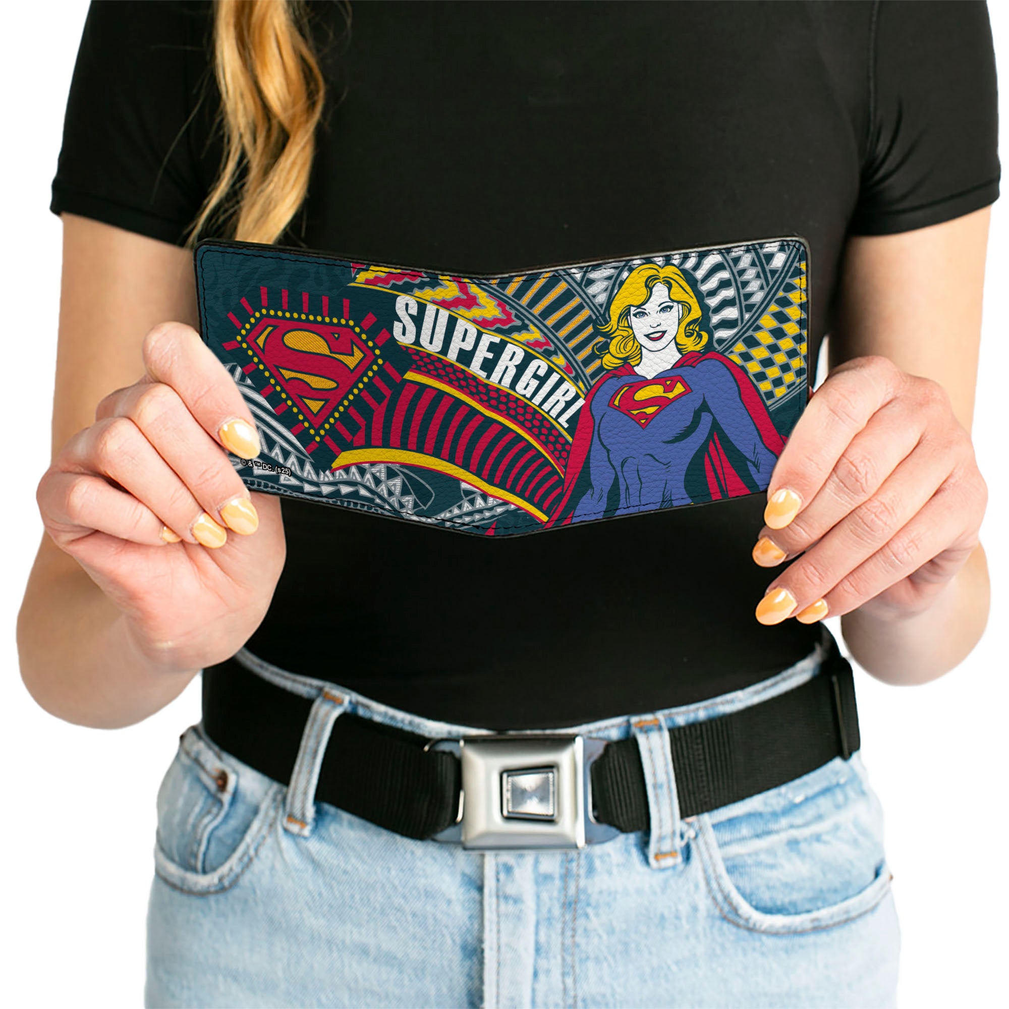 Bi-Fold Wallet - SUPERGIRL Pose and Super Shield Navy/Red/Yellow Bi-Fold Wallets DC Comics