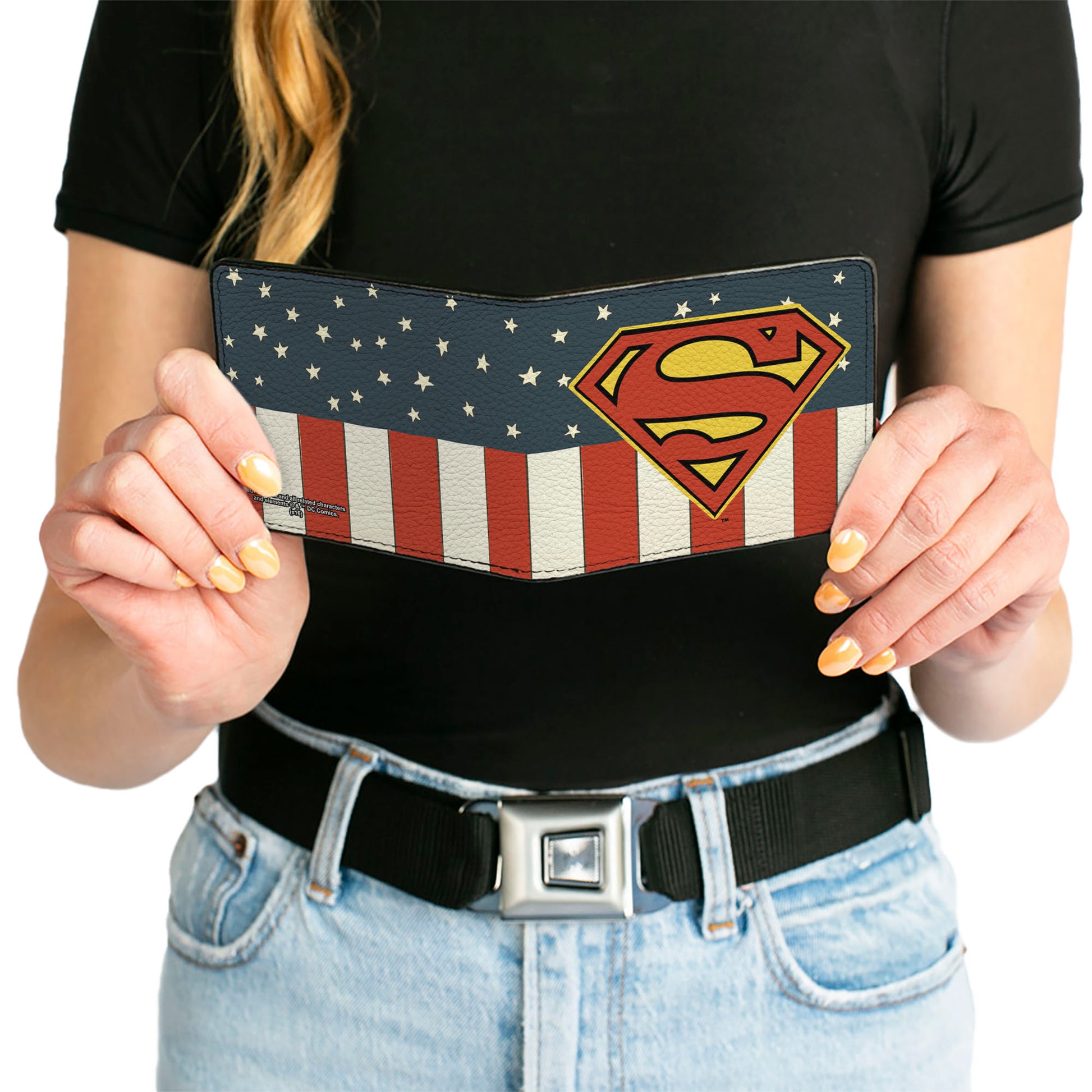 Bi-Fold Wallet - Superman Shield Americana Red White Blue Yellow Bi-Fold Wallets DC Comics