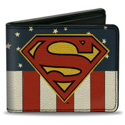 Bi-Fold Wallet - Superman Shield Americana Red White Blue Yellow Bi-Fold Wallets DC Comics