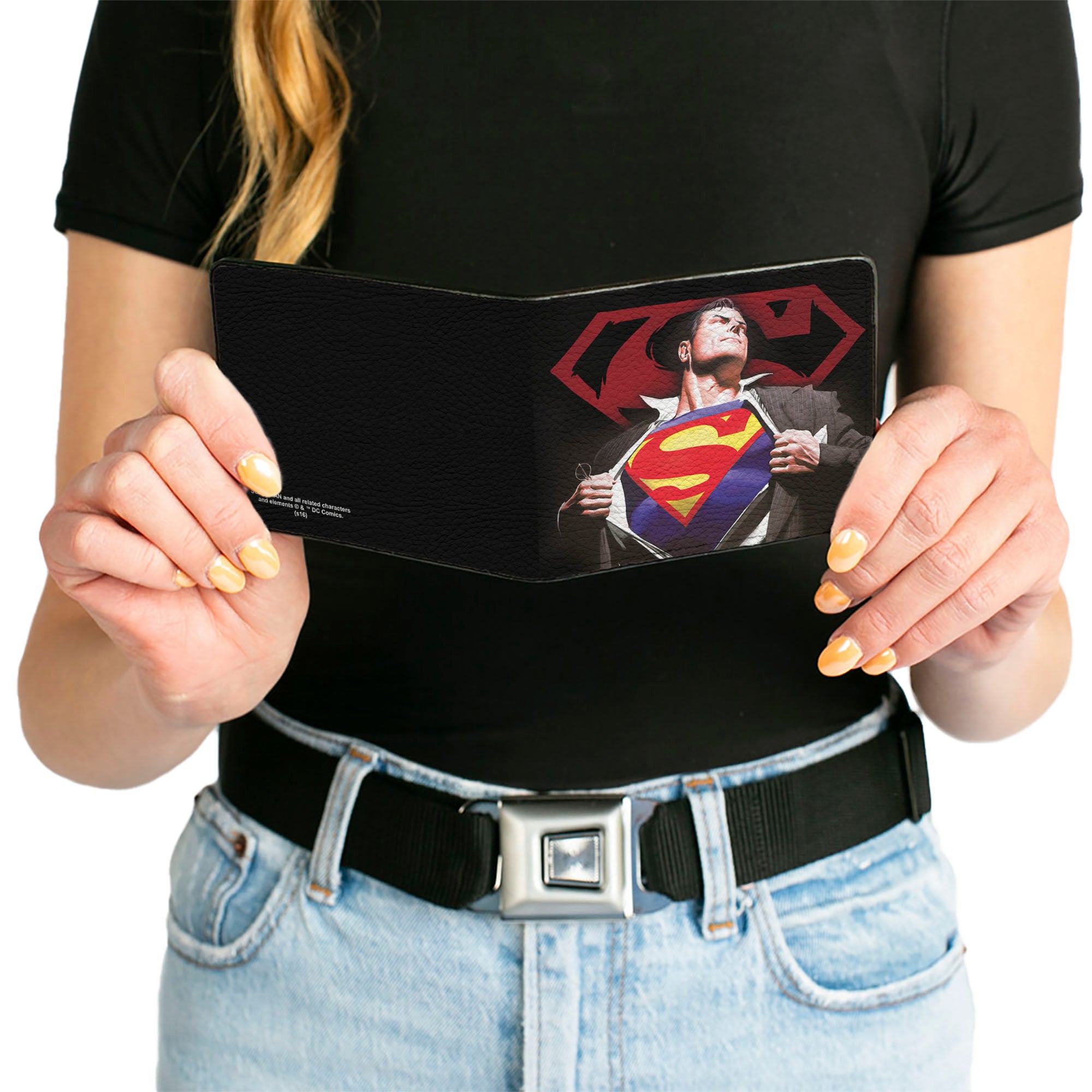 Bi-Fold Wallet - Superman Forever Clark Kent-Superman Transition Shield Black Red Bi-Fold Wallets DC Comics