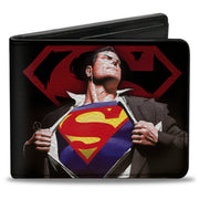 Bi-Fold Wallet - Superman Forever Clark Kent-Superman Transition Shield Black Red Bi-Fold Wallets DC Comics