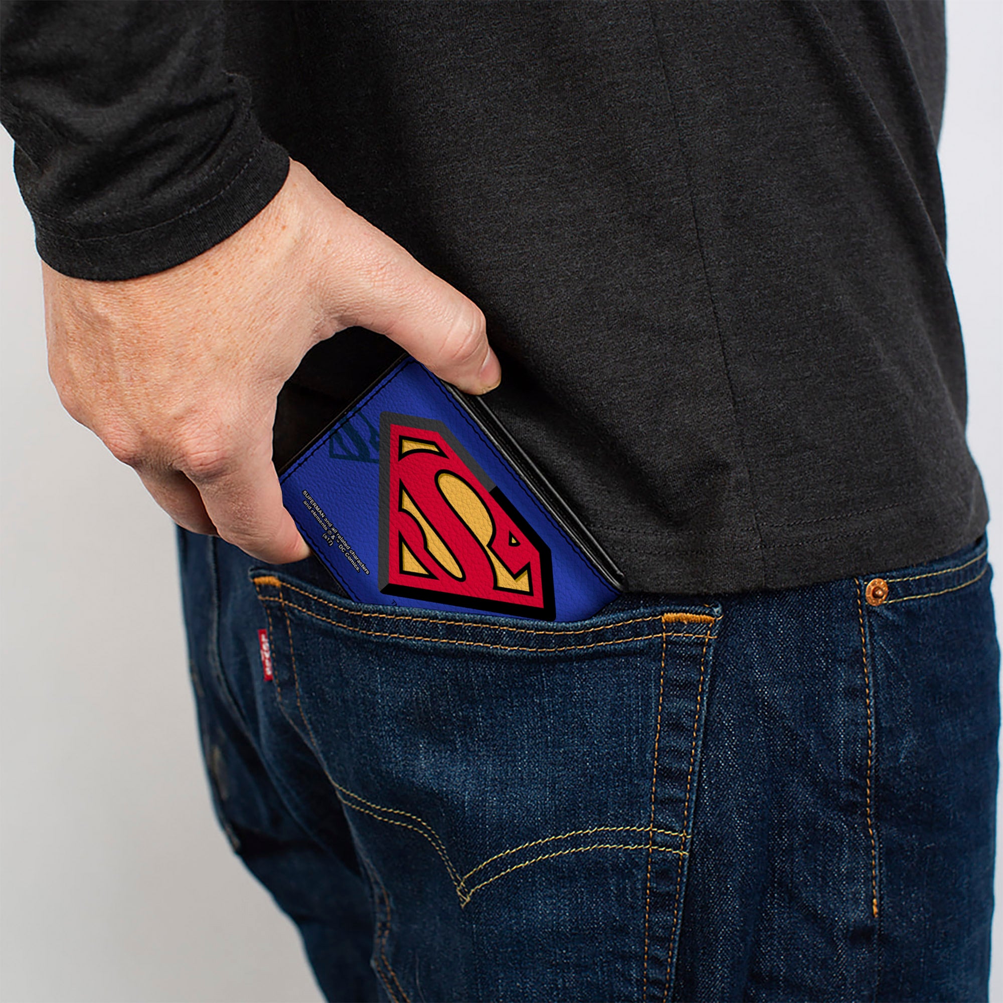 Bi-Fold Wallet - Superman Shield Centered Shield Stripe Blues Bi-Fold Wallets DC Comics