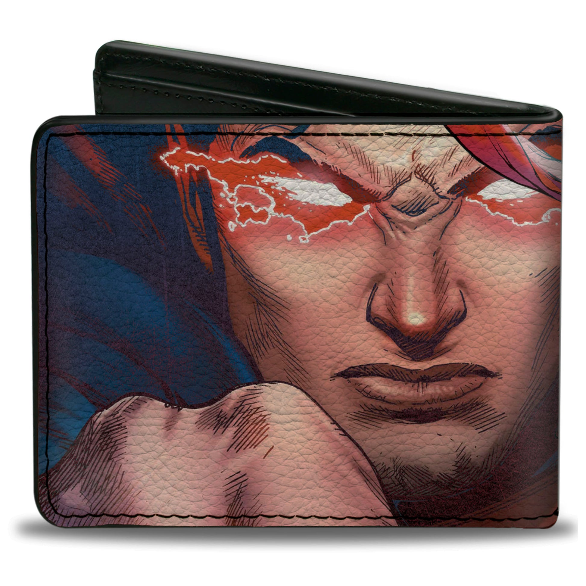 Bi-Fold Wallet - Superman Flying Pose Shield + Heat Vision Eyes Pose CLOSE-UP Bi-Fold Wallets DC Comics