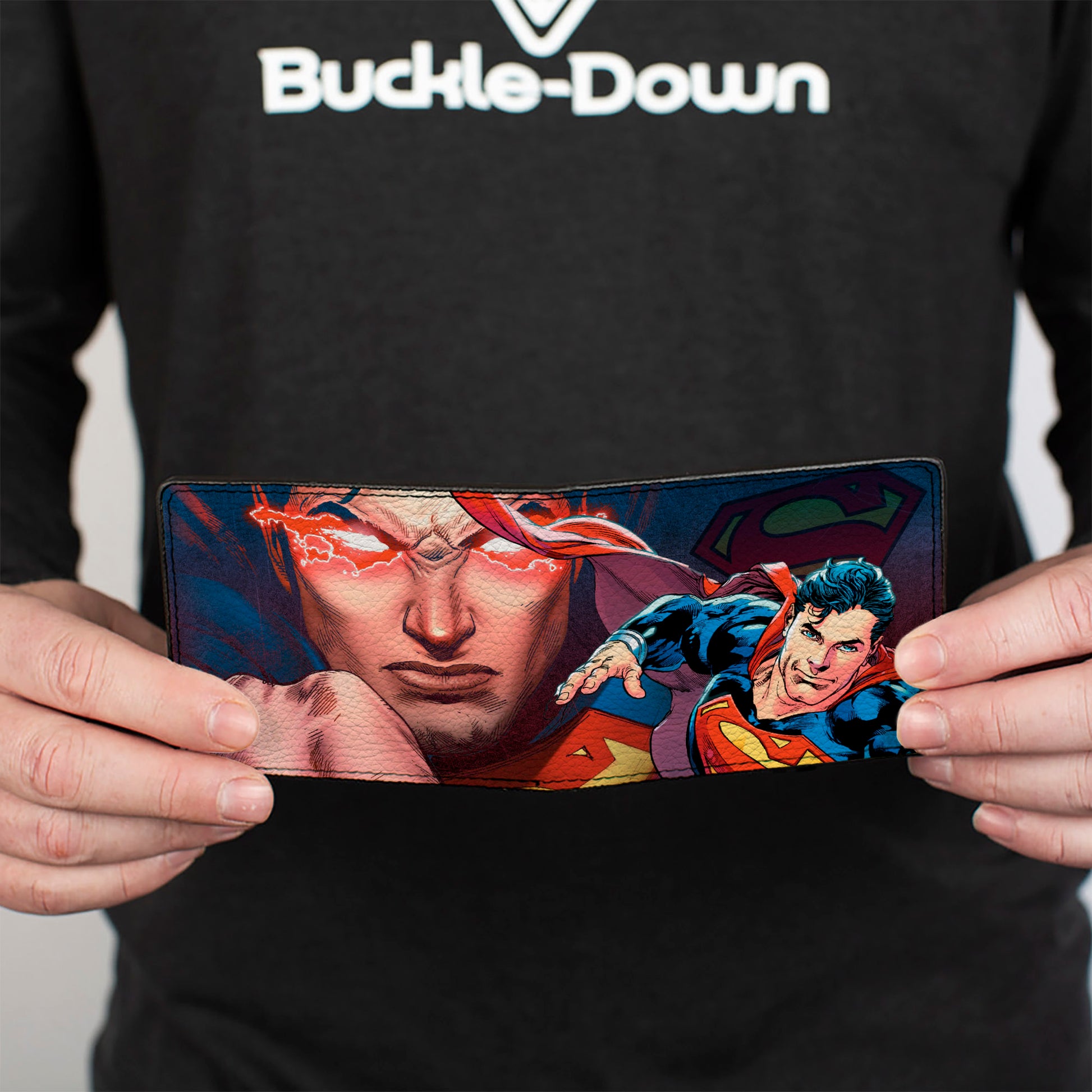 Bi-Fold Wallet - Superman Flying Pose Shield + Heat Vision Eyes Pose CLOSE-UP Bi-Fold Wallets DC Comics