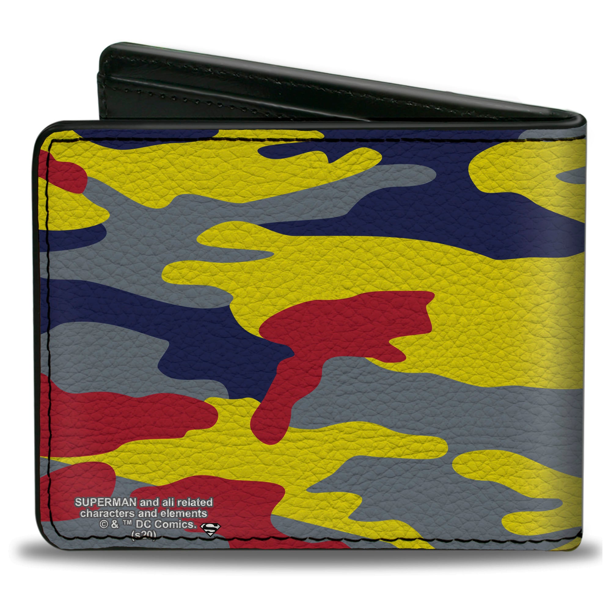 Bi-Fold Wallet - Superman Shield Camo Yellow Gray Blue Red Bi-Fold Wallets DC Comics