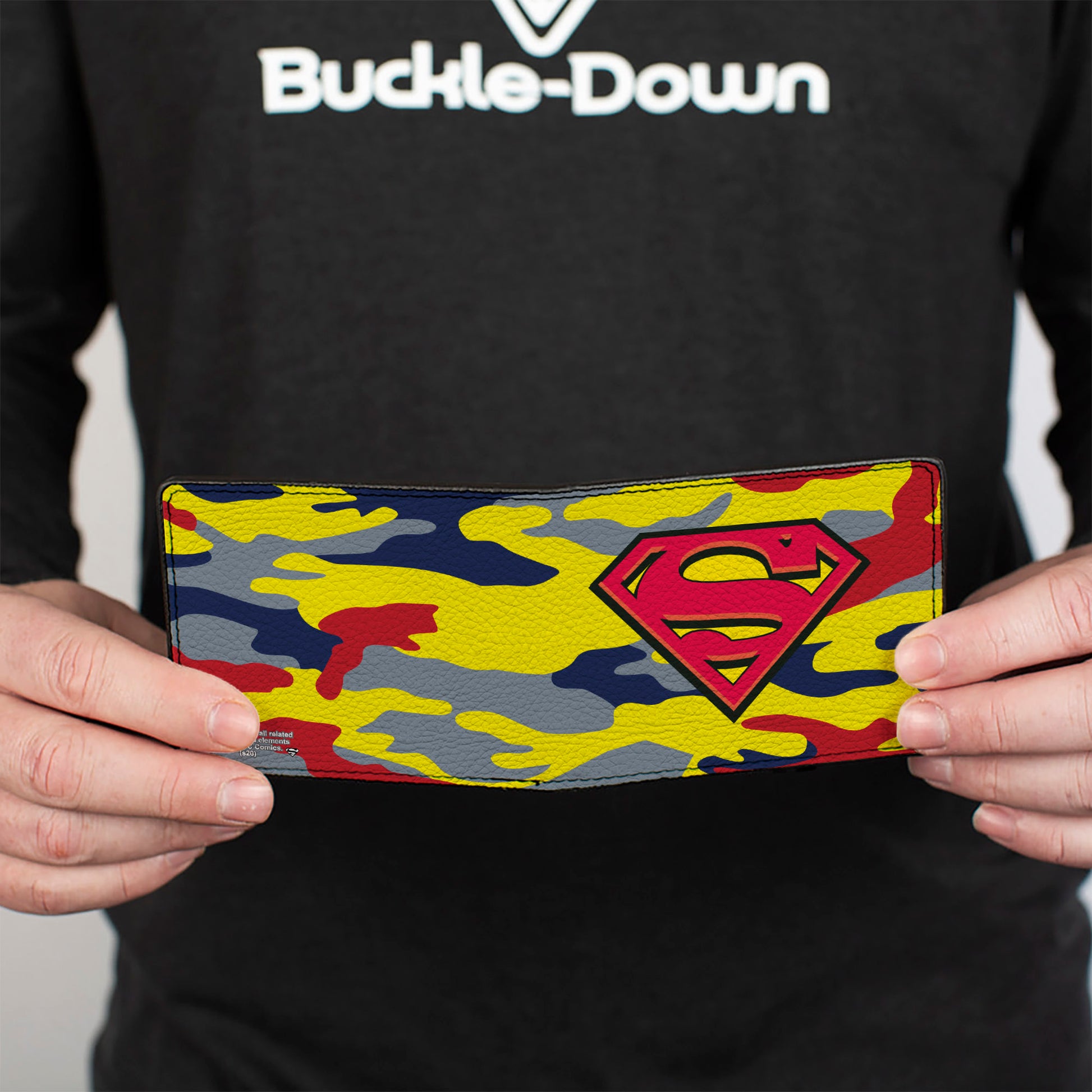 Bi-Fold Wallet - Superman Shield Camo Yellow Gray Blue Red Bi-Fold Wallets DC Comics