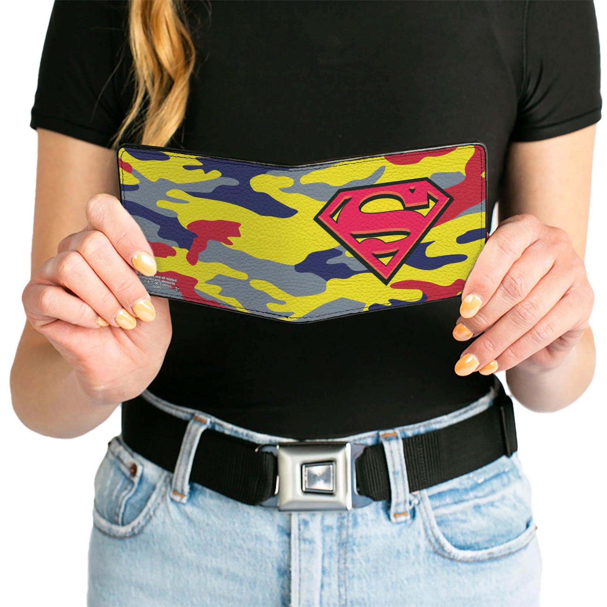 Bi-Fold Wallet - Superman Shield Camo Yellow Gray Blue Red Bi-Fold Wallets DC Comics