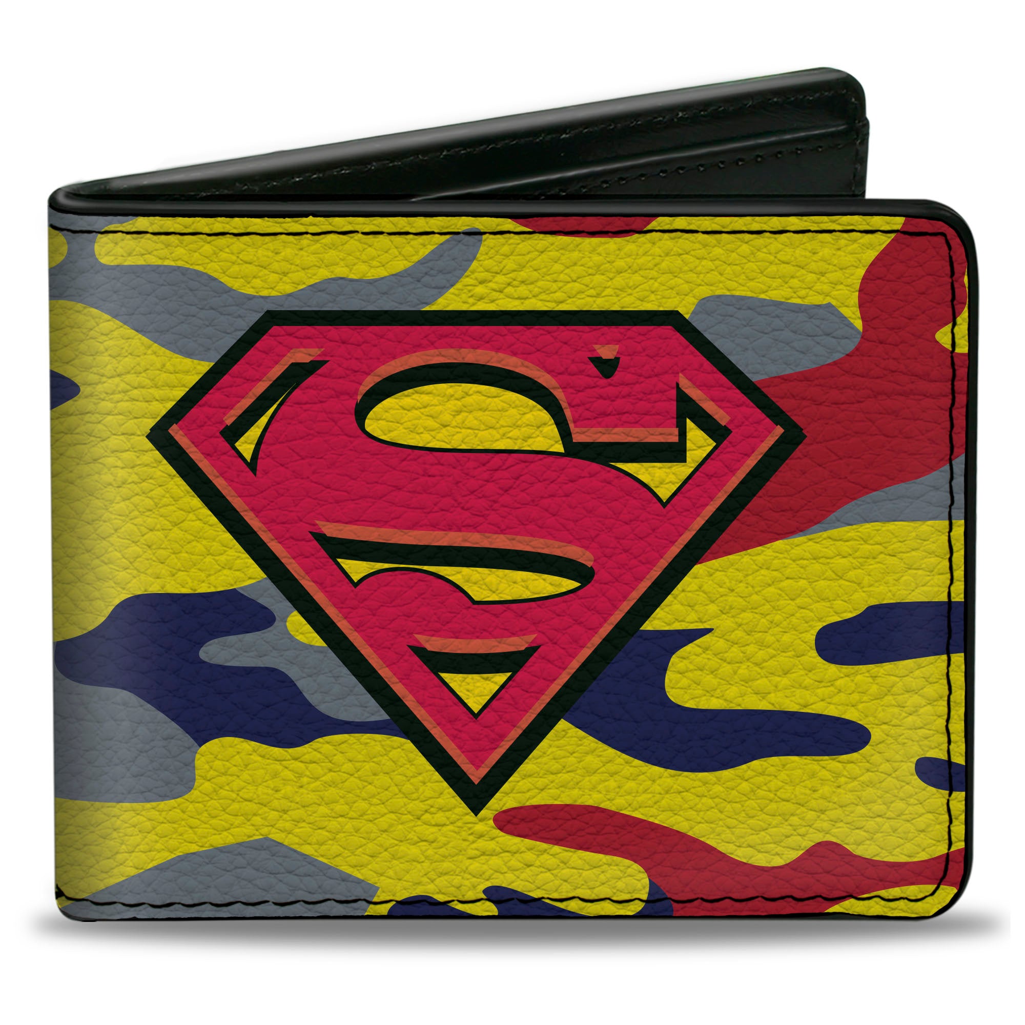 Bi-Fold Wallet - Superman Shield Camo Yellow Gray Blue Red Bi-Fold Wallets DC Comics