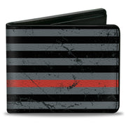 Bi-Fold Wallet - Superman Shield Thin Red Line Weathered Gray Black Red Bi-Fold Wallets DC Comics