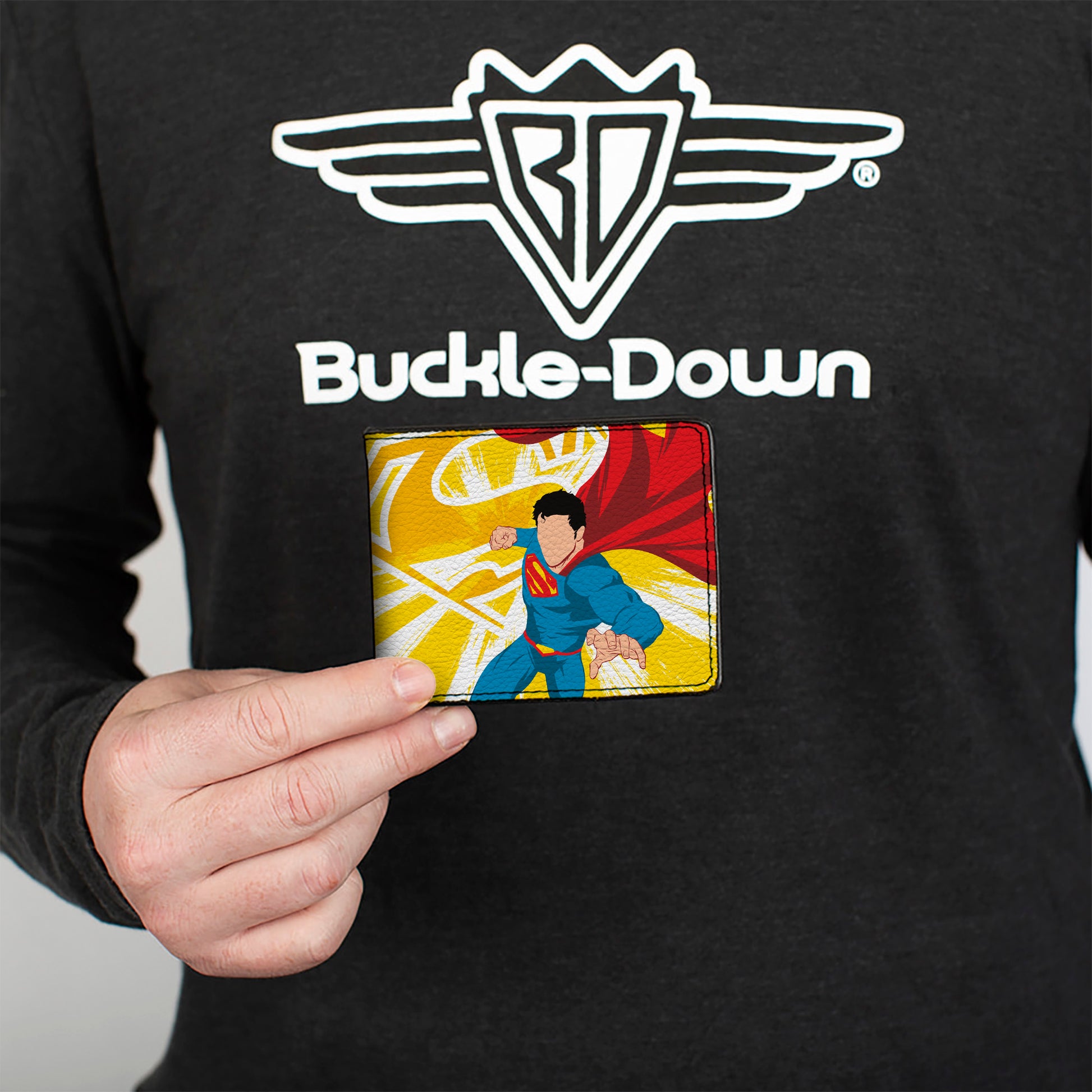 Bi-Fold Wallet - Superman Action Silhouette Pose Yellows/White Bi-Fold Wallets DC Comics
