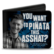 Bi-Fold Wallet - Dean Pose3 YOU WANT TO PINATA THIS ASSHAT? Black Blues Grays White Bi-Fold Wallets Supernatural