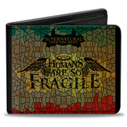 Bi-Fold Wallet - SUPERNATURAL-HUMANS ARE SO FRAGILE Stained Glass Black Greens Yellows Red Bi-Fold Wallets Supernatural
