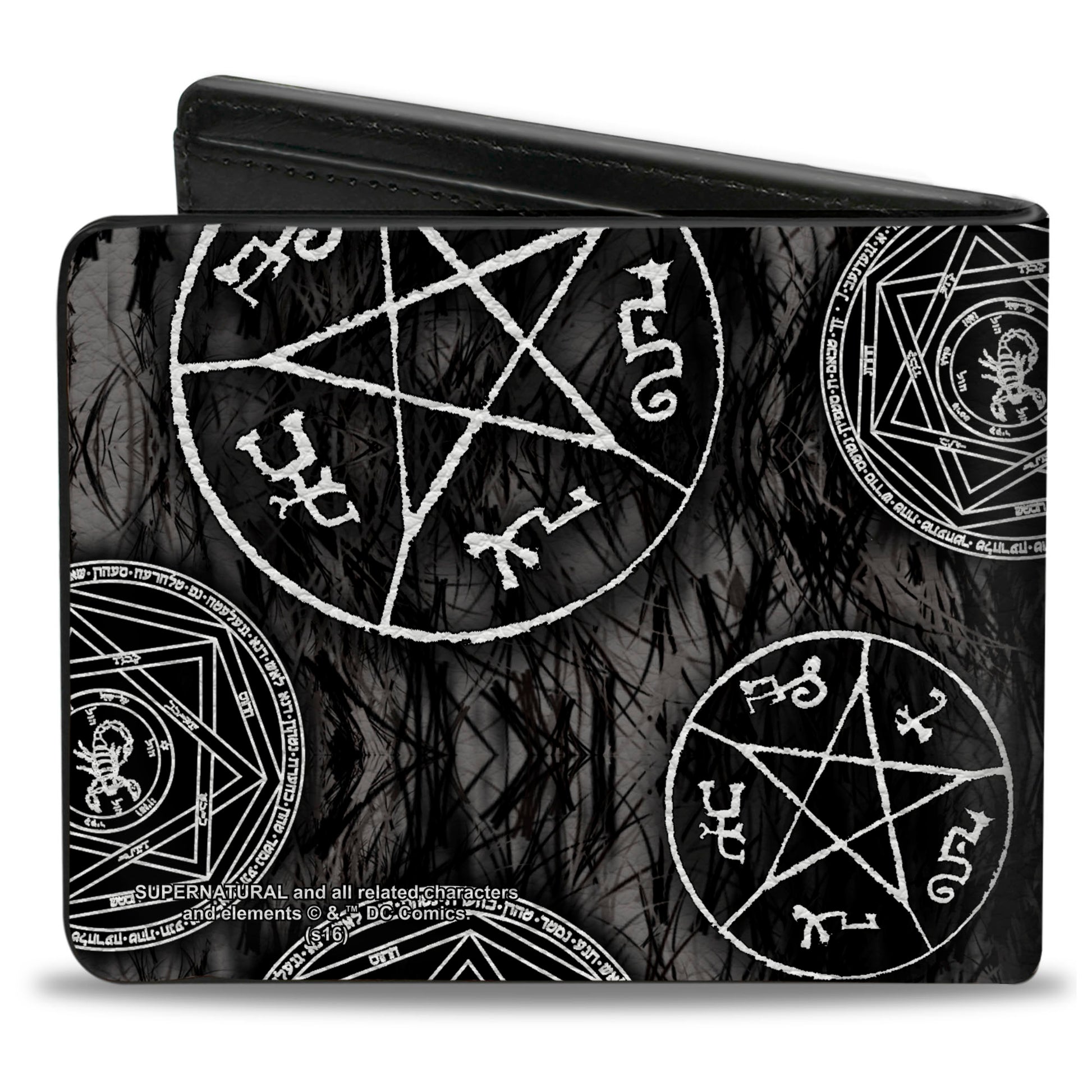 Bi-Fold Wallet - Supernatural Devil's Trap Pentagrams Grays Black White Bi-Fold Wallets Supernatural