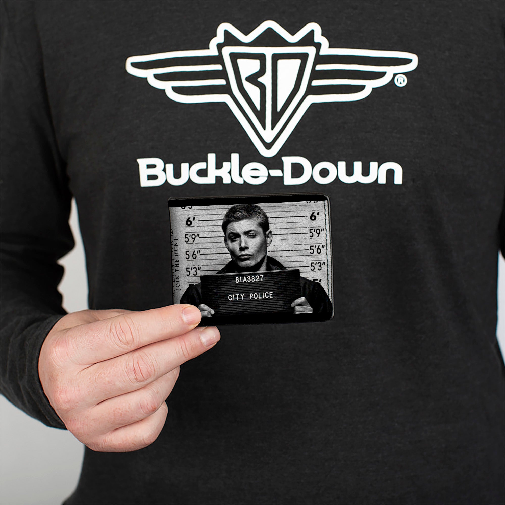 Bi-Fold Wallet - Supernatural Dean + Sam Mug Shots Grays Black White Bi-Fold Wallets Supernatural