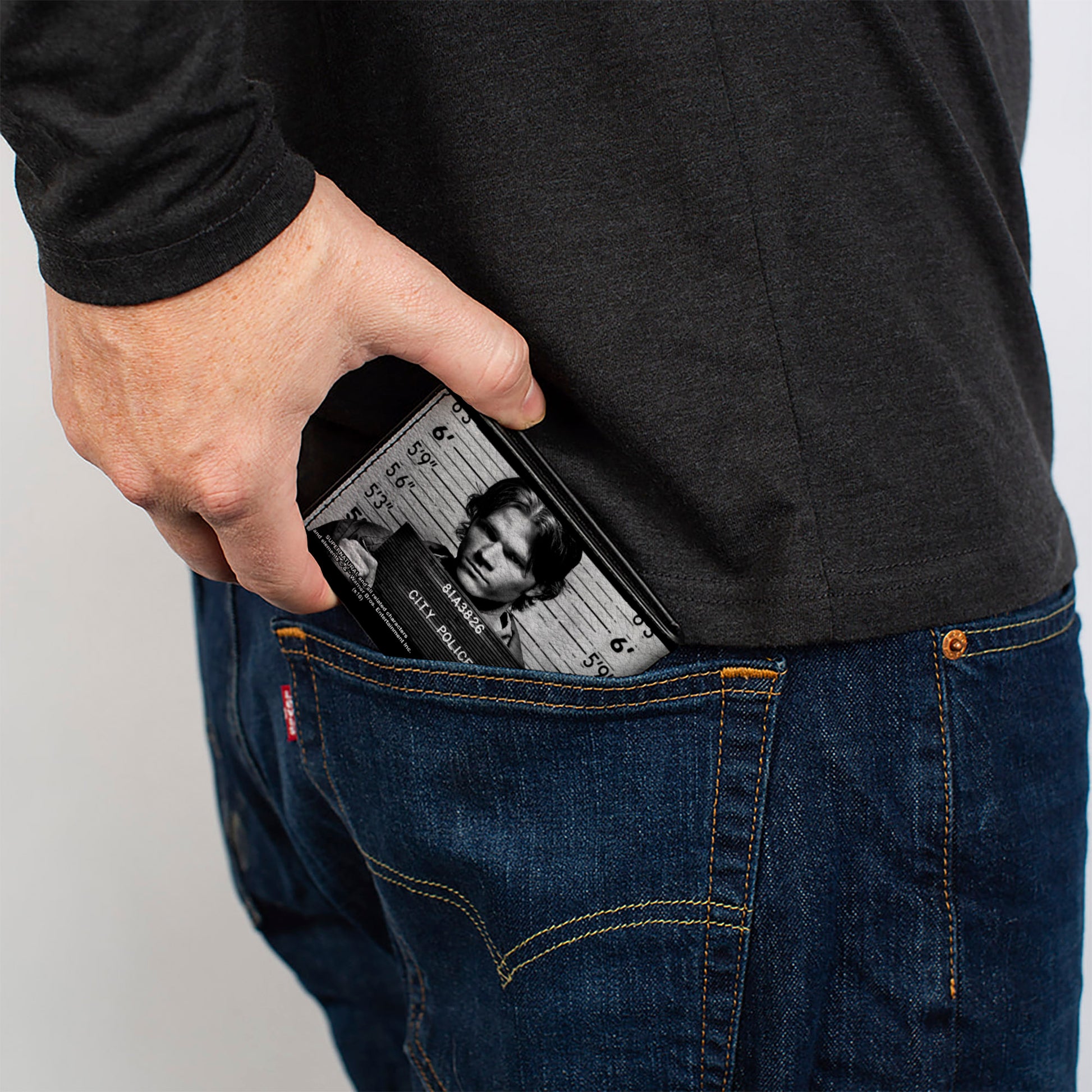 Bi-Fold Wallet - Supernatural Dean + Sam Mug Shots Grays Black White Bi-Fold Wallets Supernatural