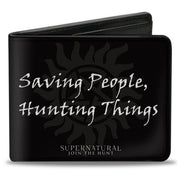 Bi-Fold Wallet - Supernatural SAVING PEOPLE, HUNTING THINGS + Logo Black Gray White Bi-Fold Wallets Supernatural