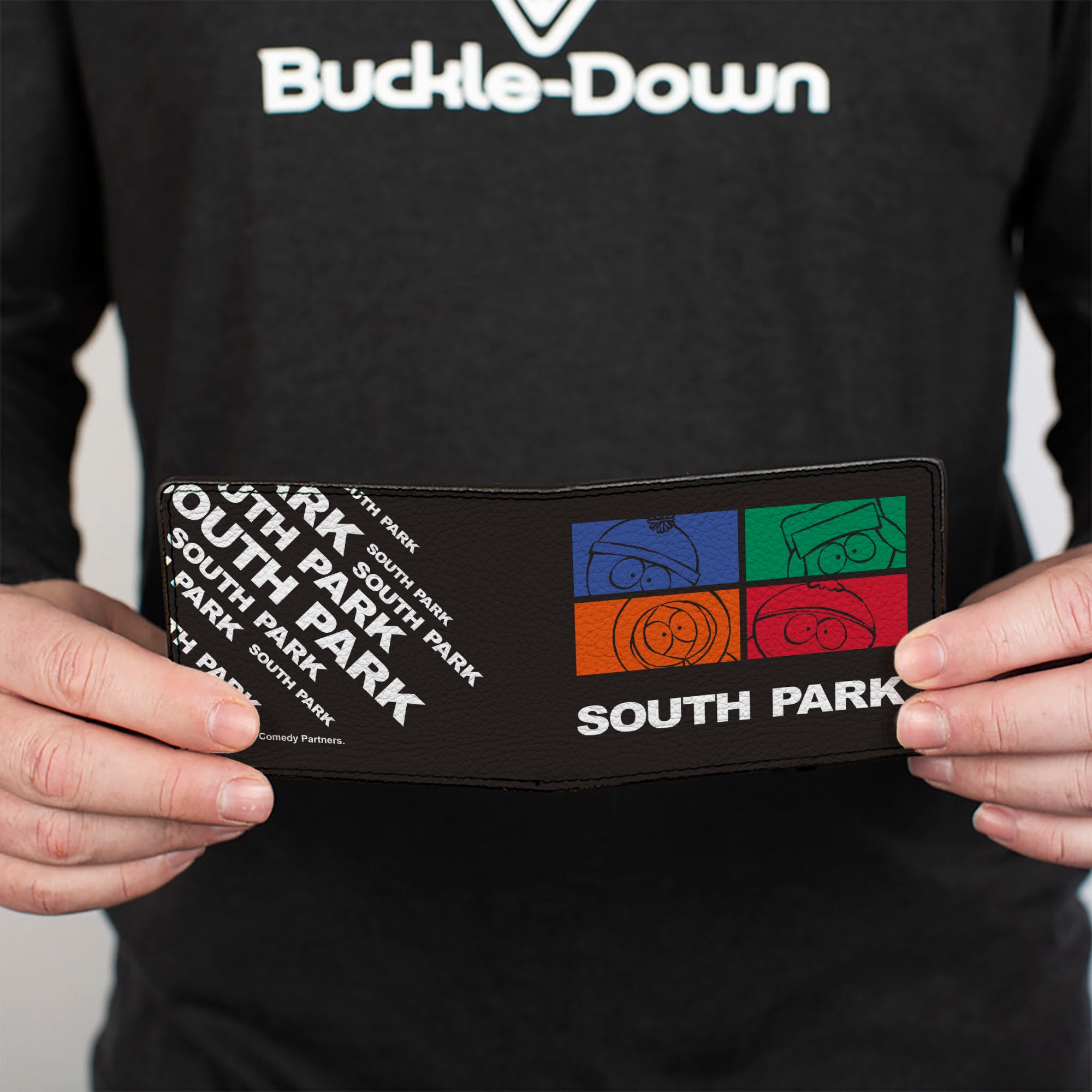 Bi-Fold Wallet - SOUTH PARK Boys Face Blocks and Text Black/Multi Color Bi-Fold Wallets South Park