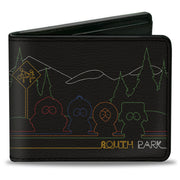 Bi-Fold Wallet - SOUTH PARK Boys at Bus Line Silhouette Black/Multi Color Bi-Fold Wallets South Park