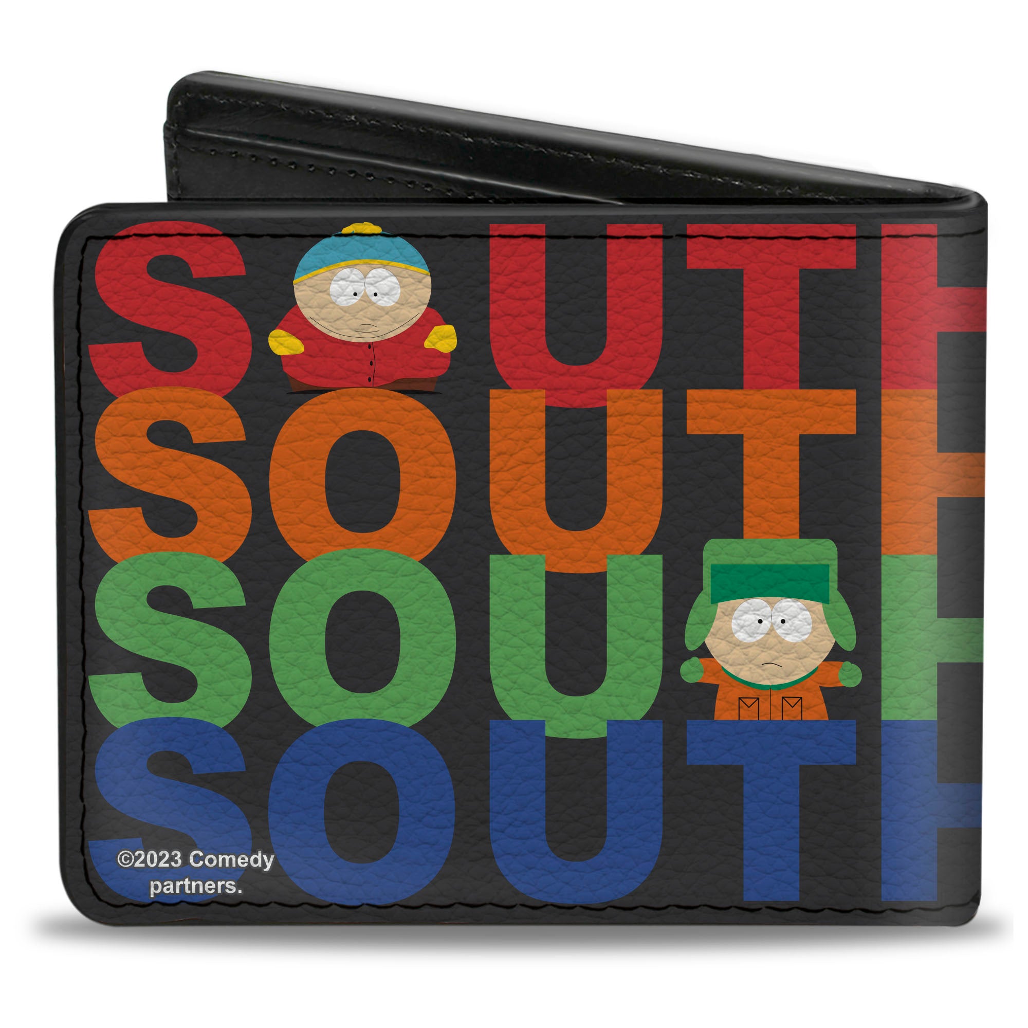 Bi-Fold Wallet - SOUTH PARK Text Stripe and Characters Black/Multi Color Bi-Fold Wallets South Park