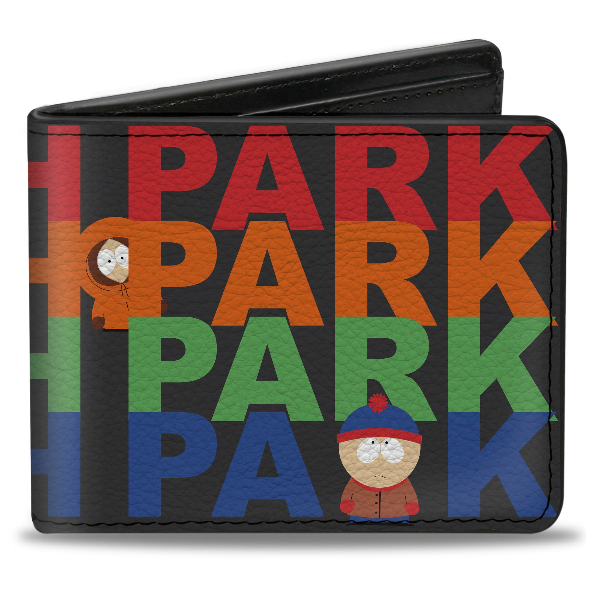Bi-Fold Wallet - SOUTH PARK Text Stripe and Characters Black/Multi Color Bi-Fold Wallets South Park