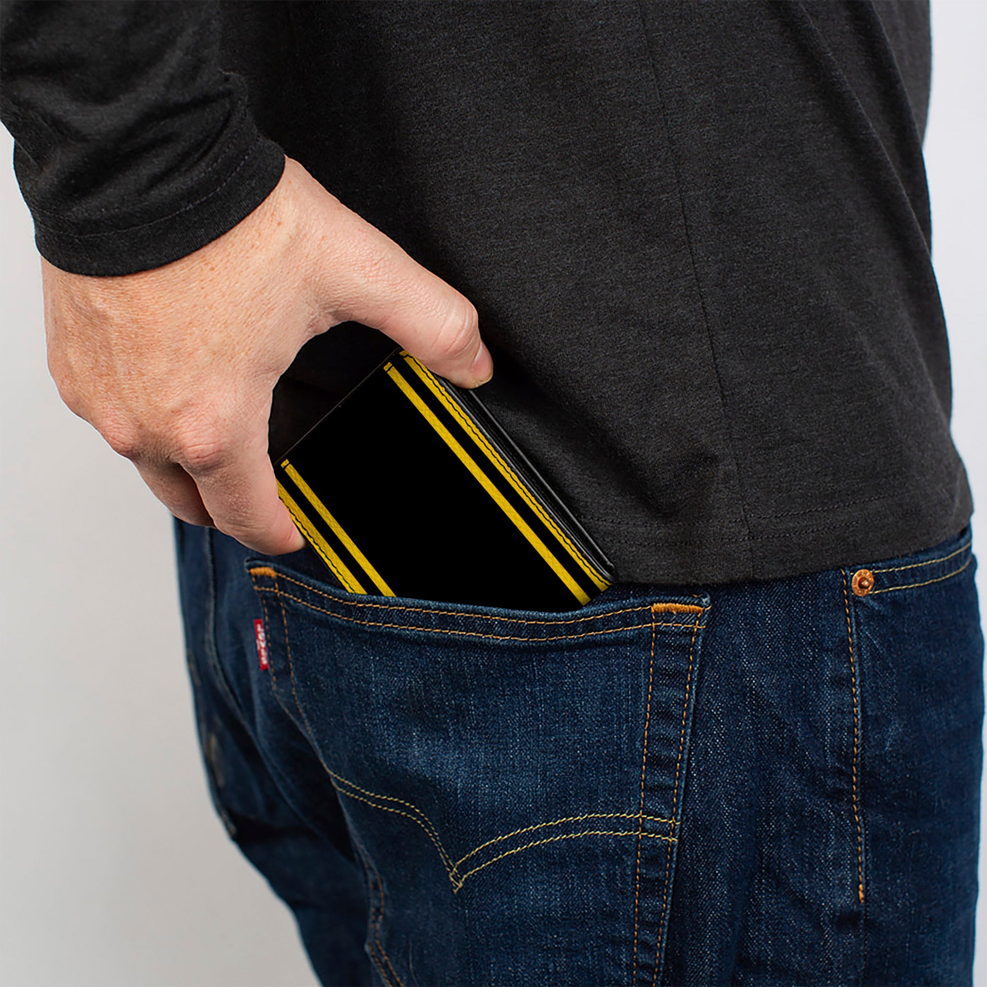 Bi-Fold Wallet - SUPER BEE Logo Stripes Black Yellow Bi-Fold Wallets Dodge