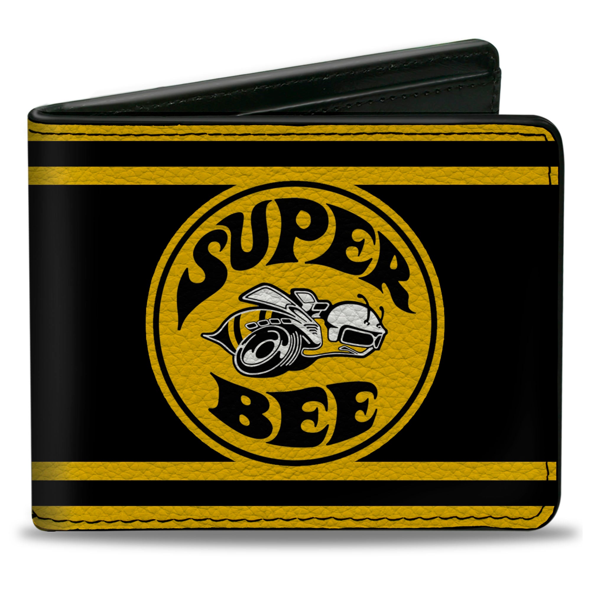 Bi-Fold Wallet - SUPER BEE Logo Stripes Black Yellow Bi-Fold Wallets Dodge