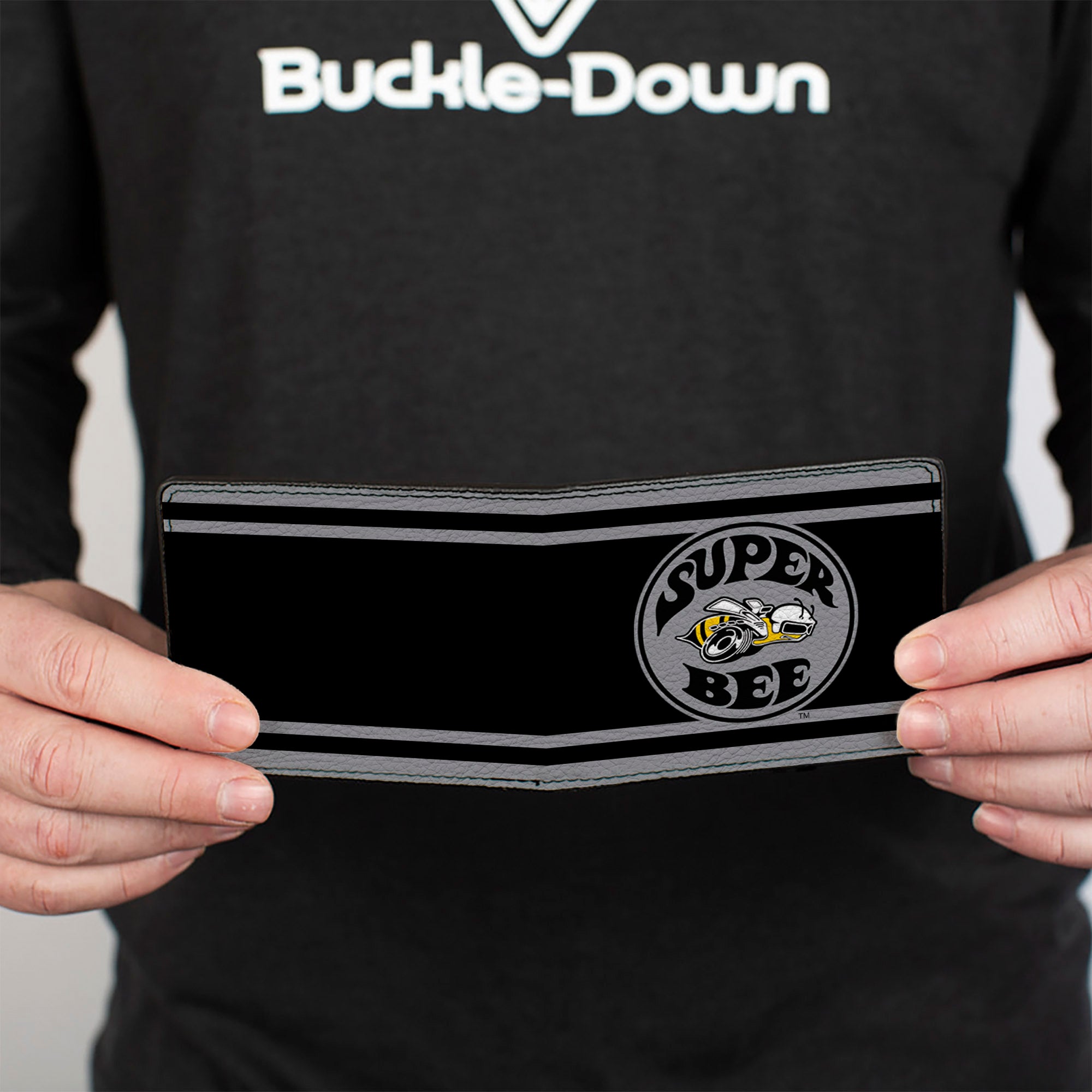 Bi-Fold Wallet - SUPER BEE Logo Stripes Black Gray Bi-Fold Wallets Dodge