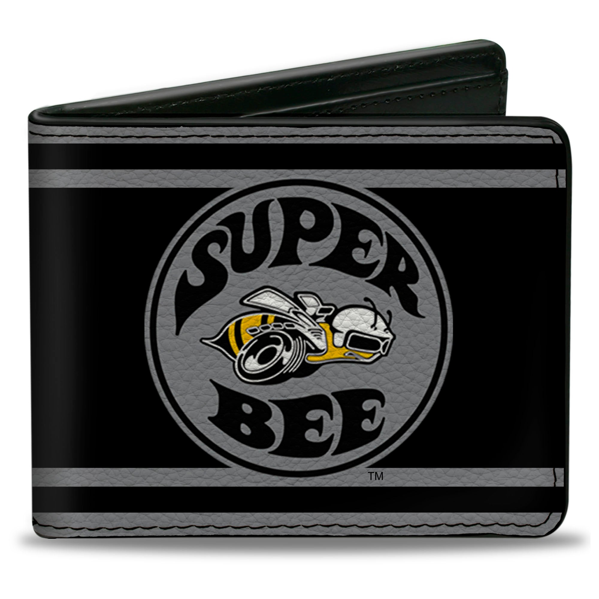 Bi-Fold Wallet - SUPER BEE Logo Stripes Black Gray Bi-Fold Wallets Dodge