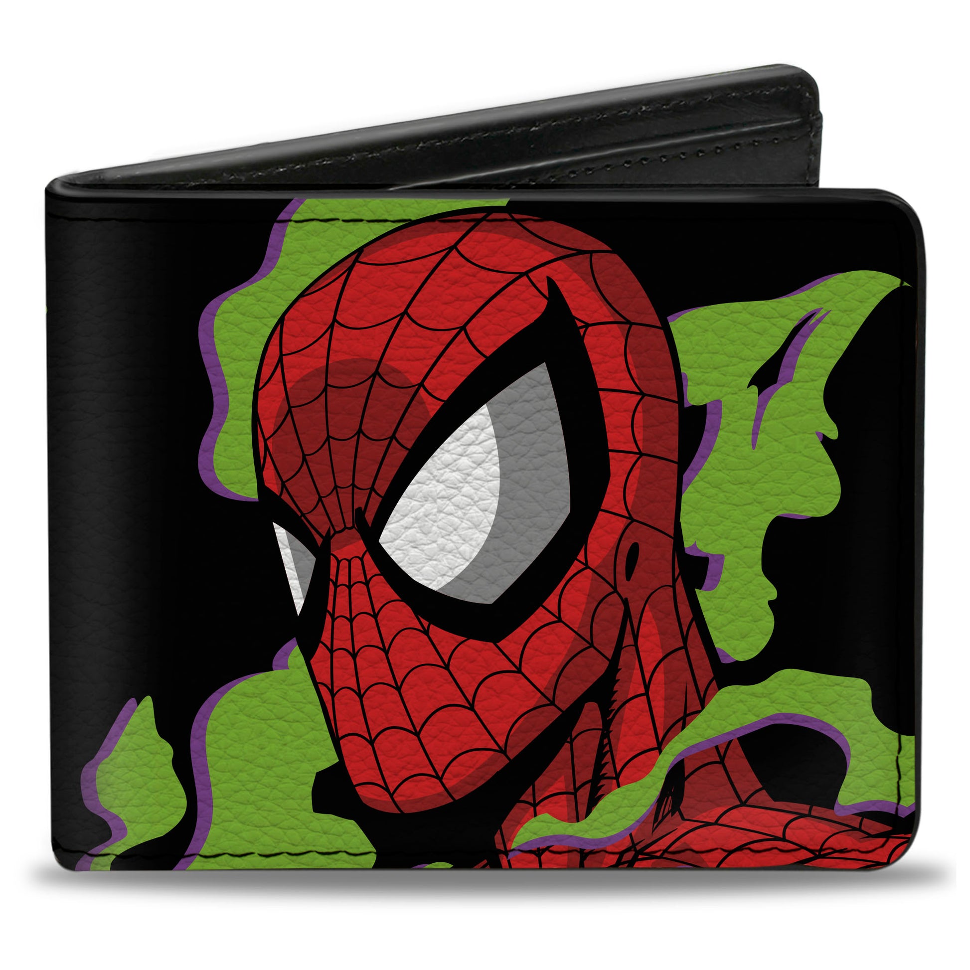 Bi-Fold Wallet - Spider-Man SPIDEY Sense Pose Black/Purple/Green Bi-Fold Wallets Marvel Comics