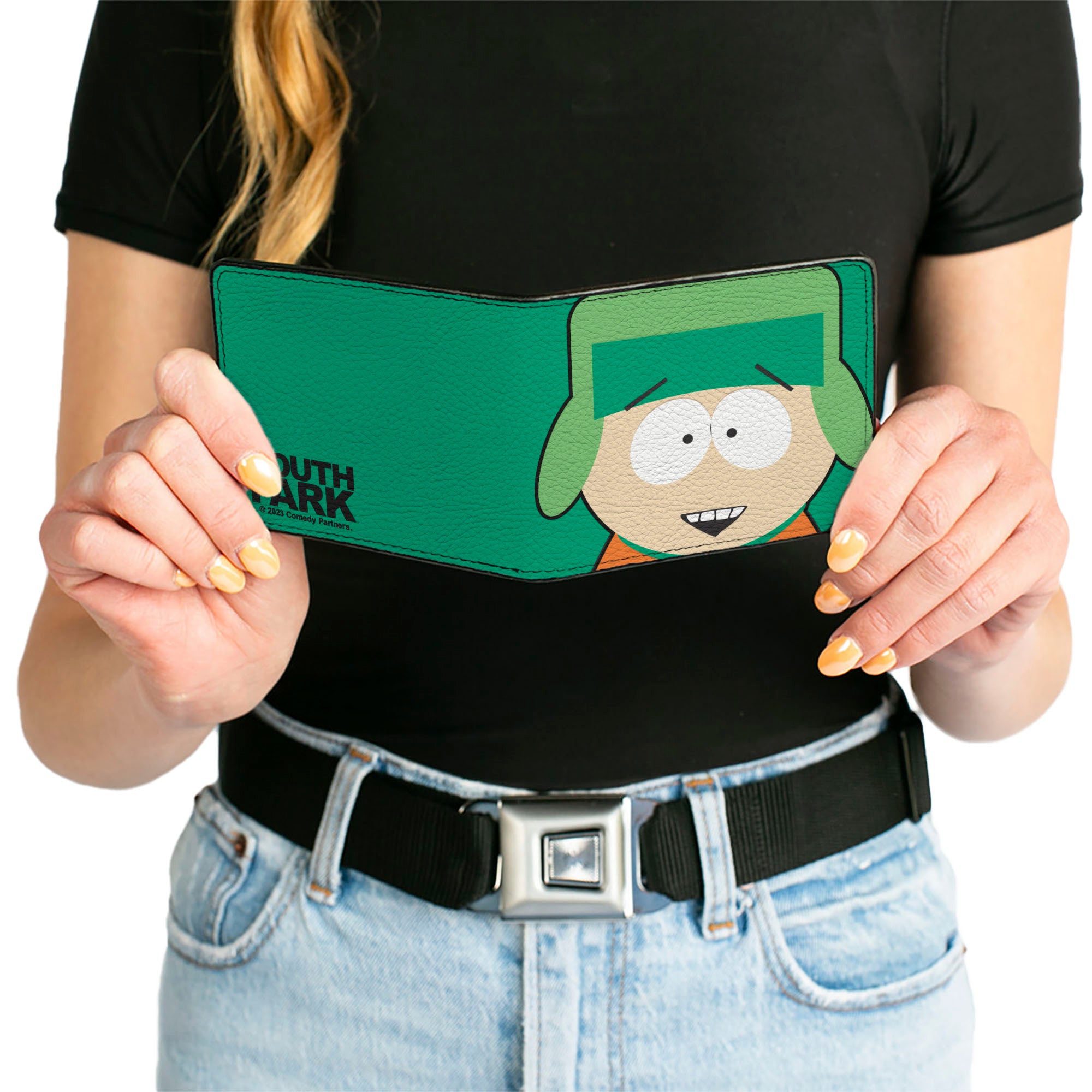 Bi-Fold Wallet - South Park Kyle Face Character Close-Up Green Bi-Fold Wallets South Park