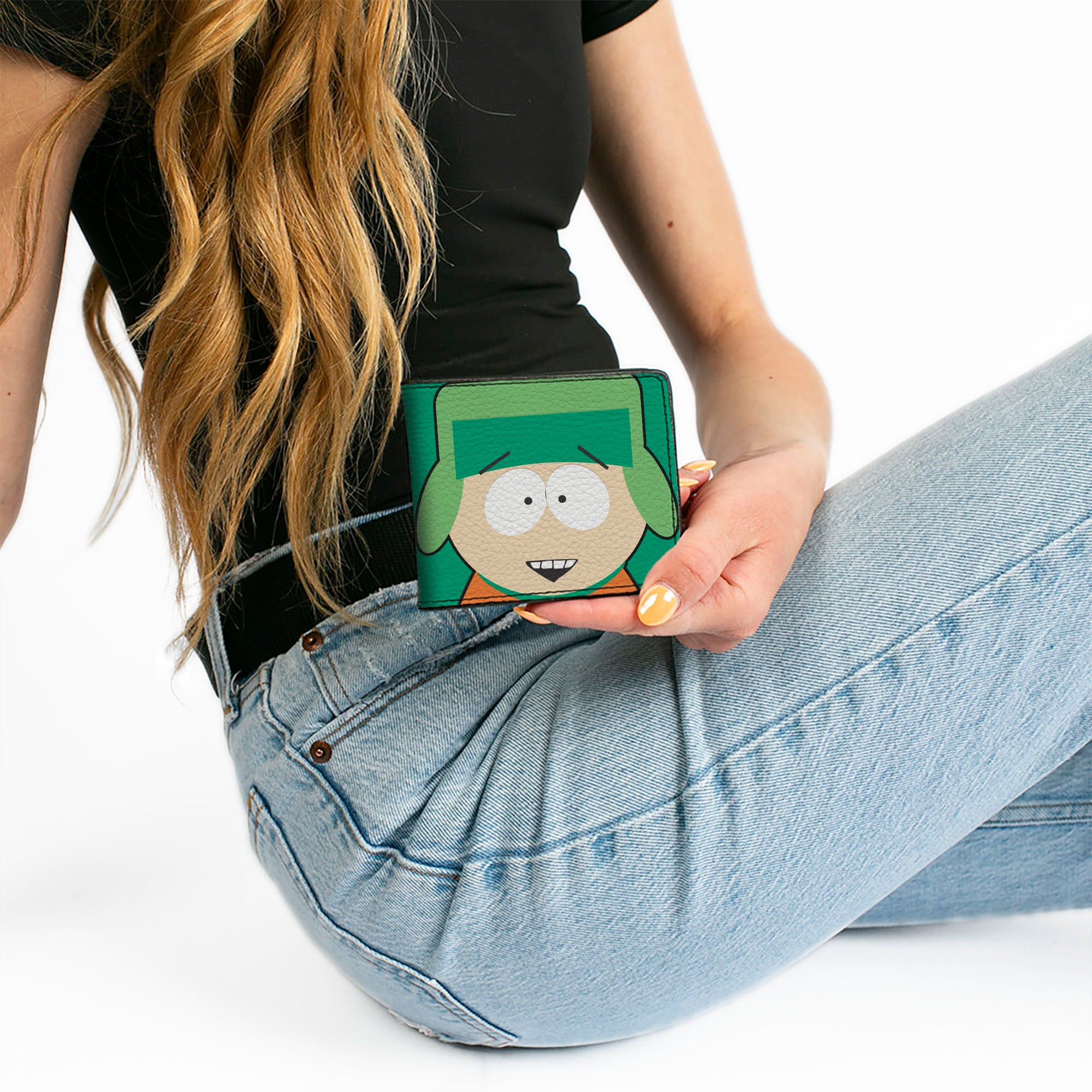 Bi-Fold Wallet - South Park Kyle Face Character Close-Up Green Bi-Fold Wallets South Park