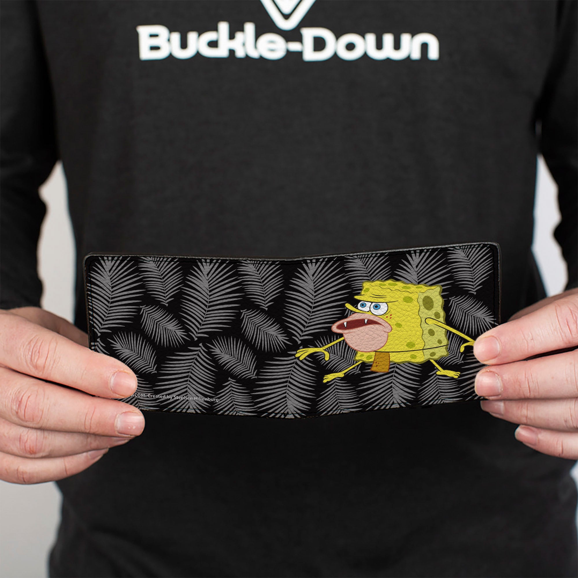 Bi-Fold Wallet - Primitive Sponge Pose Leaves Black Gray Bi-Fold Wallets SpongeBob SquarePants