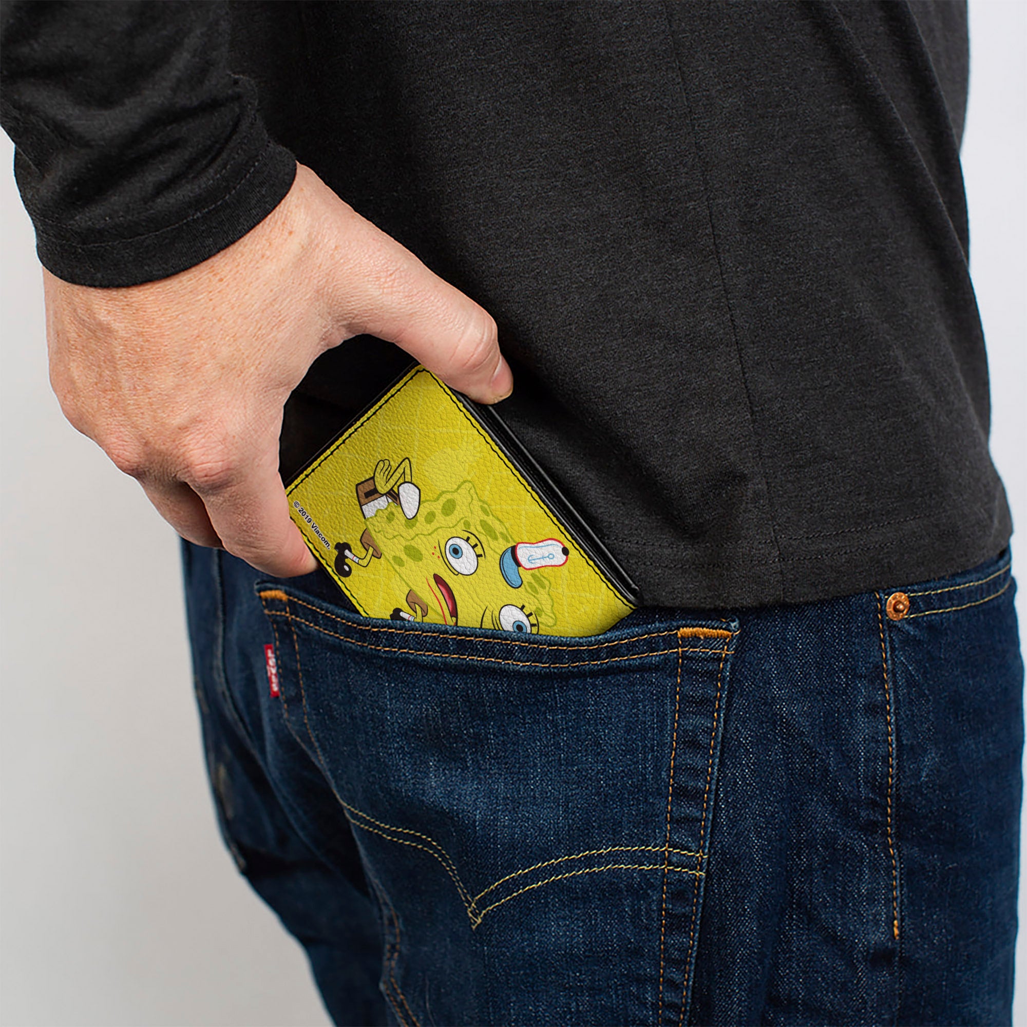 Bi-Fold Wallet - Mocking SpongeBob Pose Pineapple CLOSE-UP Yellows Bi-Fold Wallets SpongeBob SquarePants