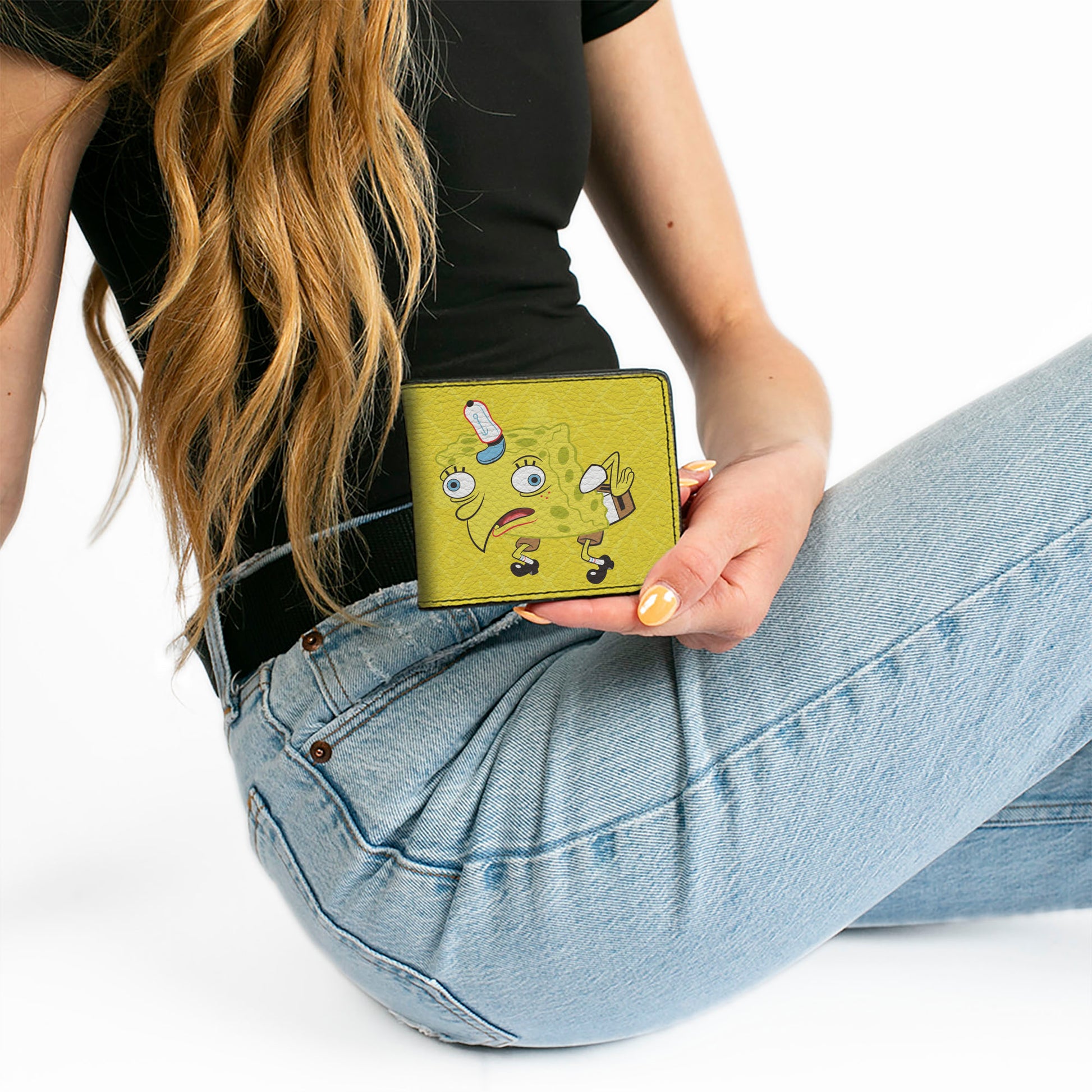 Bi-Fold Wallet - Mocking SpongeBob Pose Pineapple CLOSE-UP Yellows Bi-Fold Wallets SpongeBob SquarePants