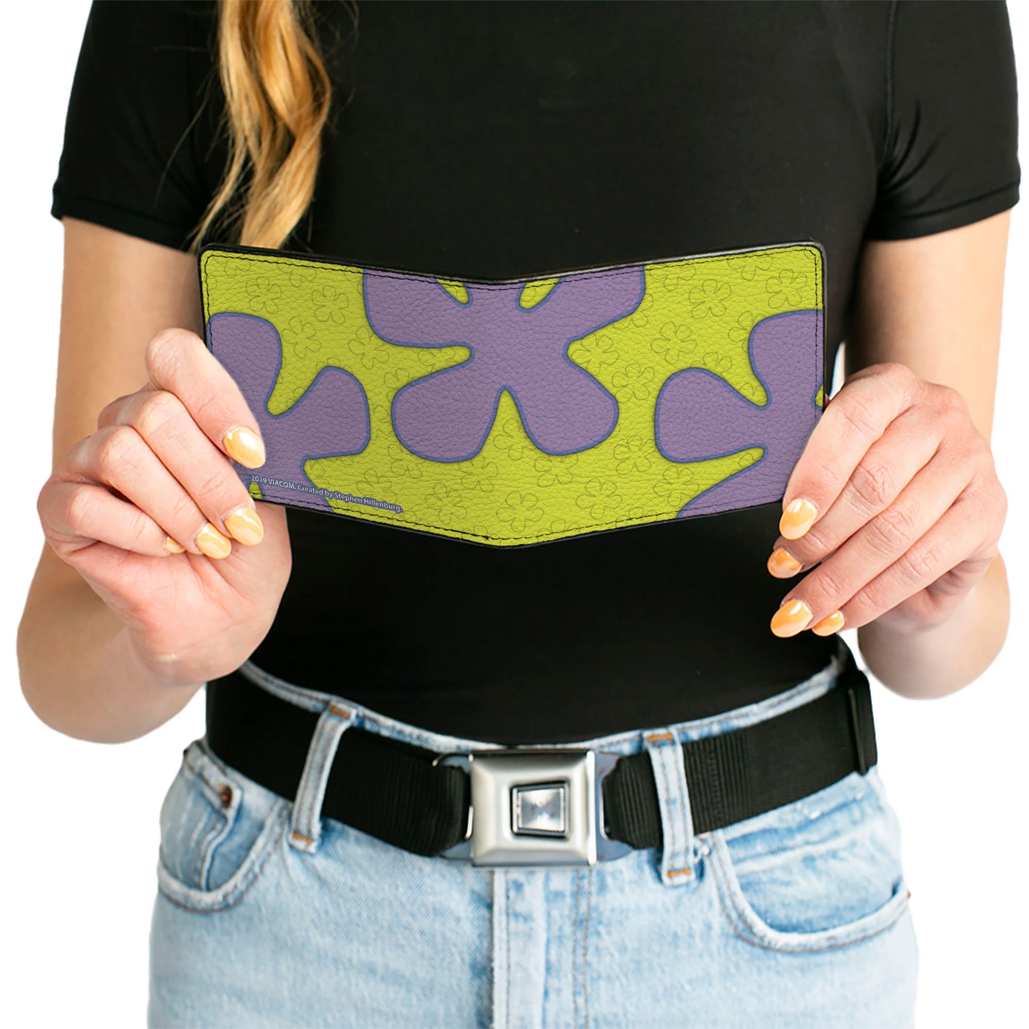 Bi-Fold Wallet - SpongeBob Flower Cloud Bounding Greens Purples Bi-Fold Wallets SpongeBob SquarePants