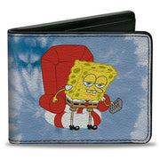 Bi-Fold Wallet - SpongeBob SquarePants Imma Head Out Chair Pose Tie Dye Blues Bi-Fold Wallets SpongeBob SquarePants