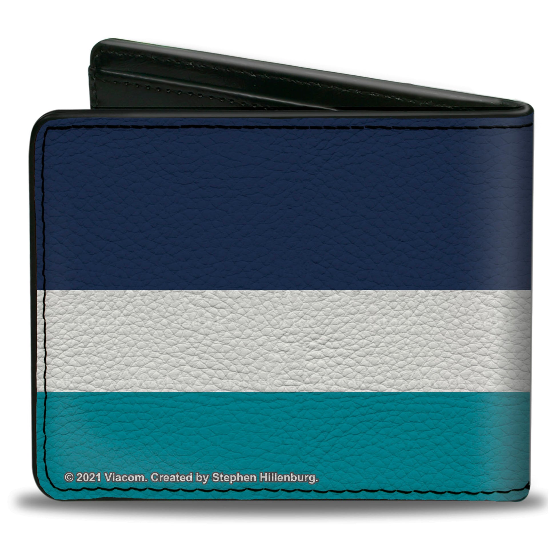 Bi-Fold Wallet - SpongeBob SquarePants OK BOOMER Tongue Out Pose Stripe Blues White Bi-Fold Wallets SpongeBob SquarePants