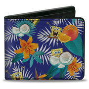 Bi-Fold Wallet - SpongeBob Poses Tropical Orange and Coconut Collage Blues Bi-Fold Wallets SpongeBob SquarePants