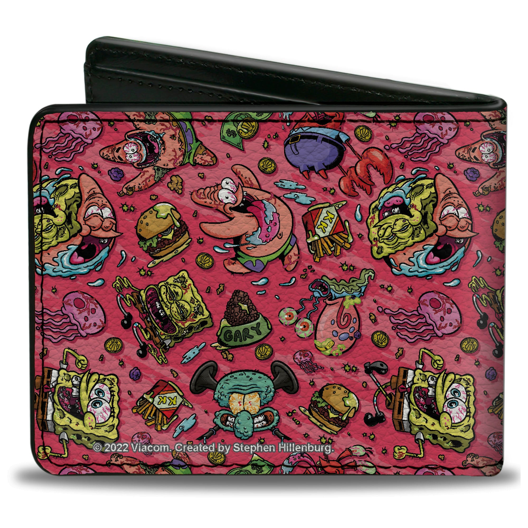 Bi-Fold Wallet - SpongeBob Funky Character Swirl Collage Pinks Bi-Fold Wallets SpongeBob SquarePants
