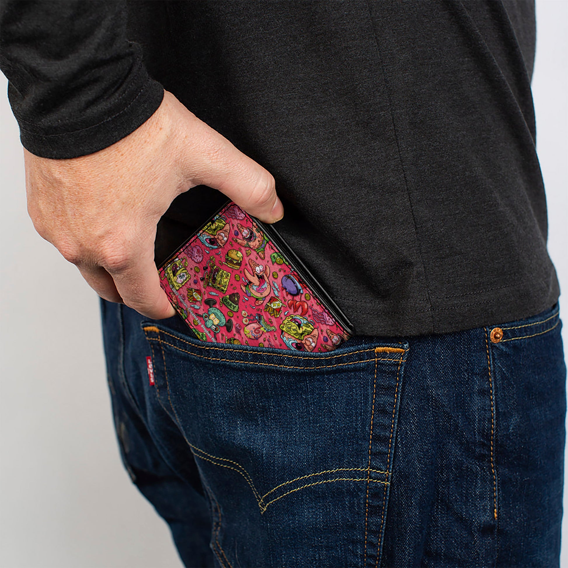 Bi-Fold Wallet - SpongeBob Funky Character Swirl Collage Pinks Bi-Fold Wallets SpongeBob SquarePants