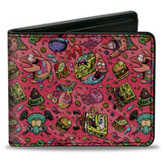 Bi-Fold Wallet - SpongeBob Funky Character Swirl Collage Pinks Bi-Fold Wallets SpongeBob SquarePants