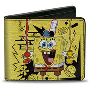 Bi-Fold Wallet - SpongeBob Krabby Patty Condiments Pose Yellow/Black Bi-Fold Wallets SpongeBob SquarePants