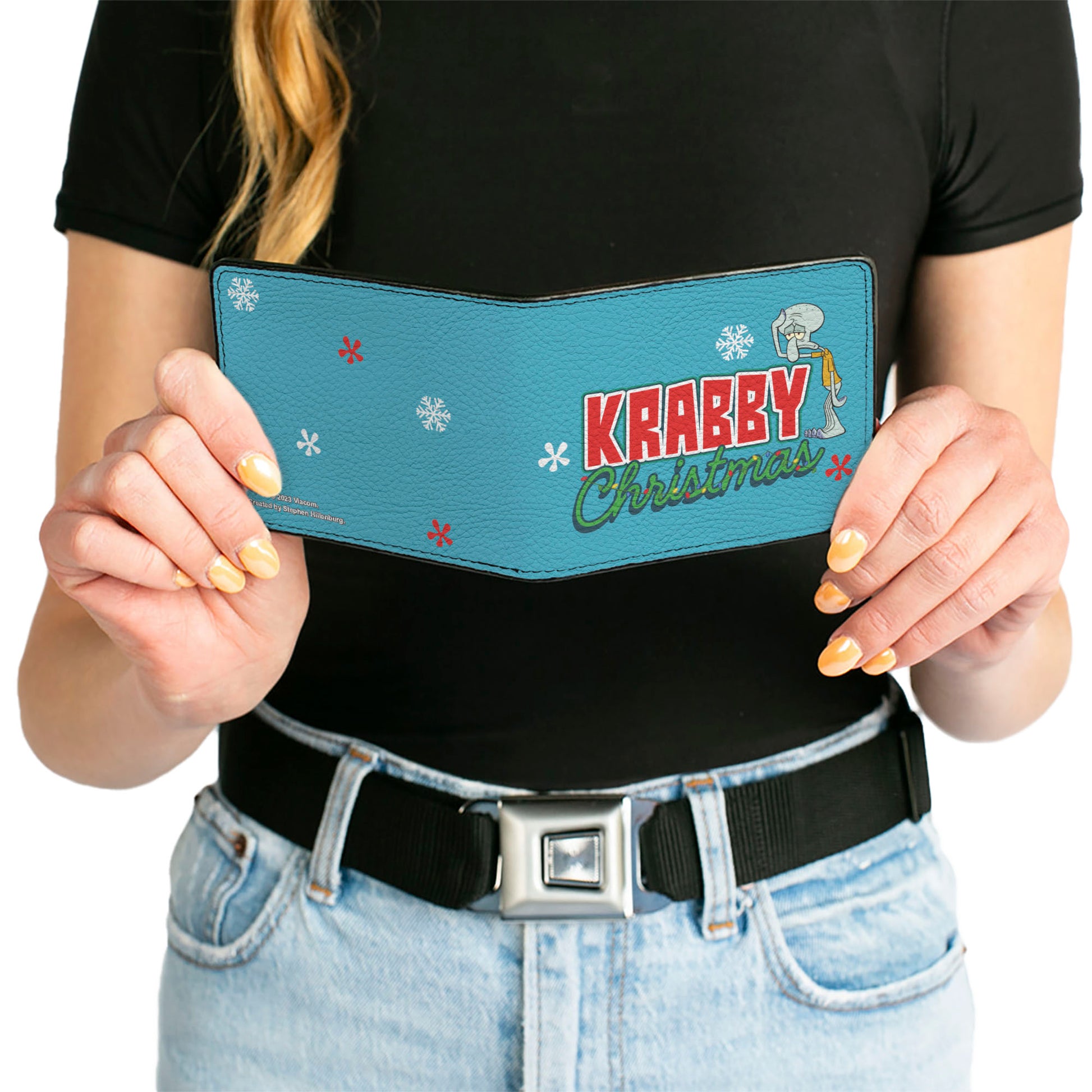 Bi-Fold Wallet - SpongeBob Squidward KRABBY CHRISTMAS Pose Blue Bi-Fold Wallets SpongeBob SquarePants