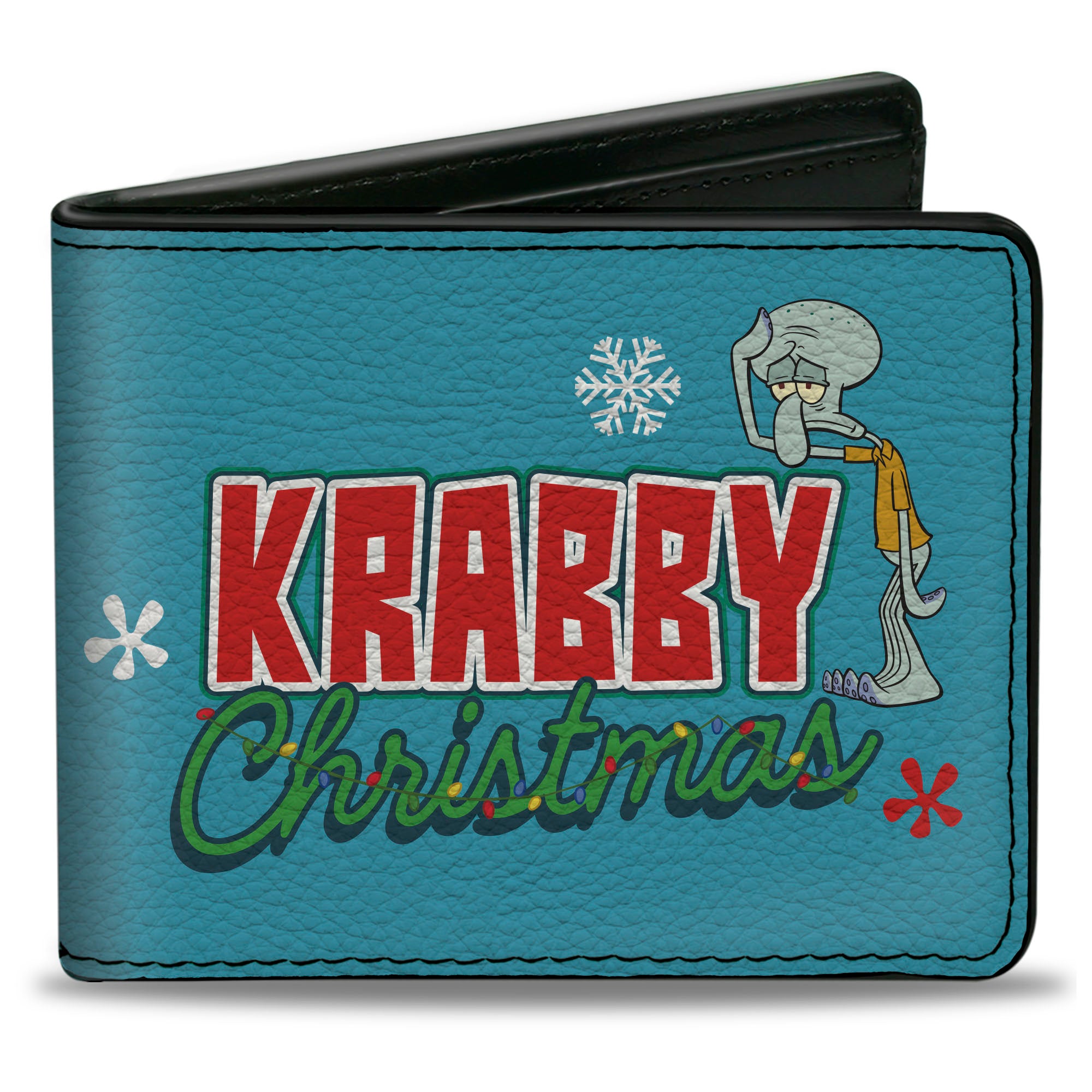 Bi-Fold Wallet - SpongeBob Squidward KRABBY CHRISTMAS Pose Blue Bi-Fold Wallets SpongeBob SquarePants